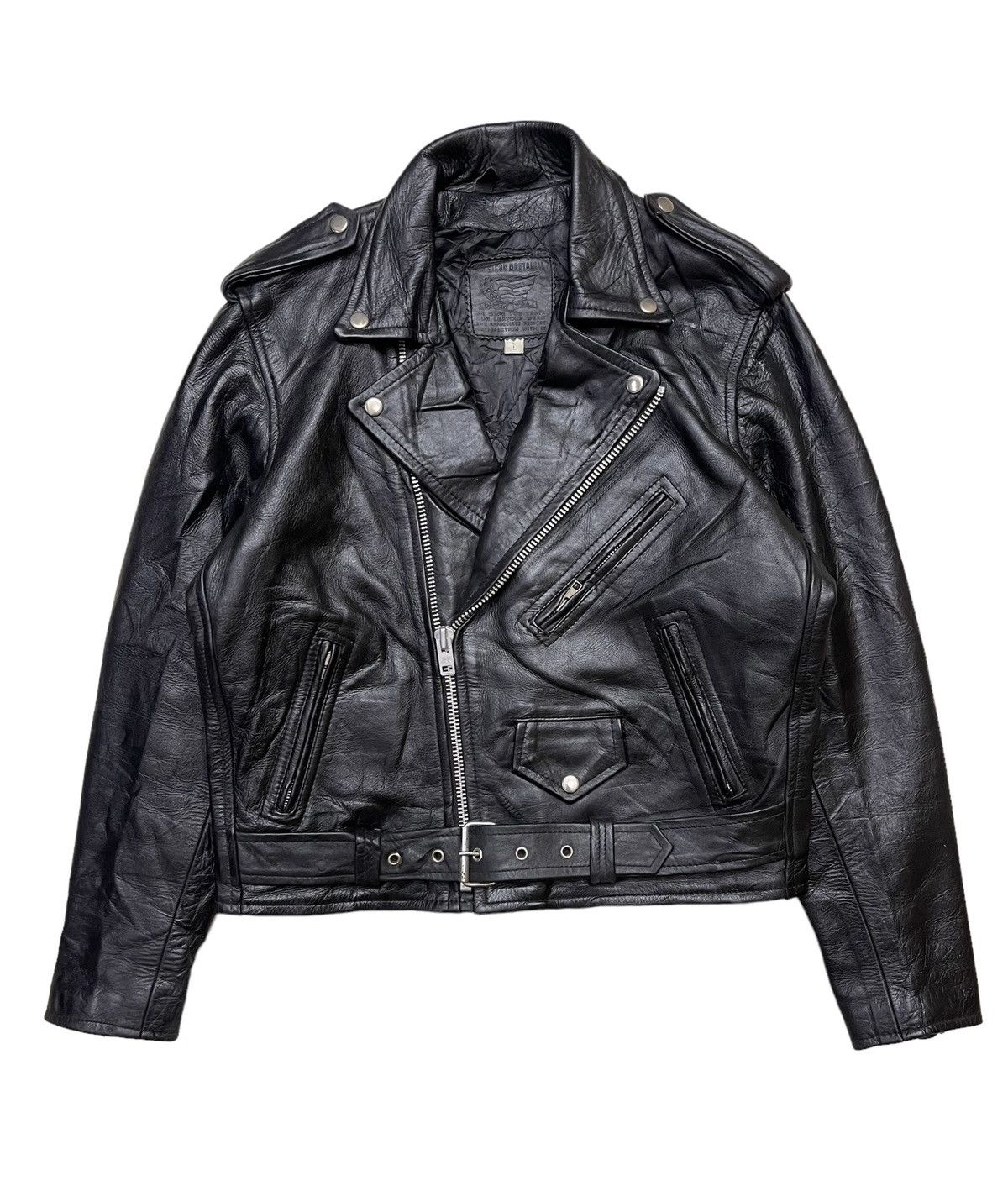 Vintage America Nostalgia Double Collar Motorcycle Leather Jacket Size US L / EU 52-54 / 3 - 8 Thumbnail