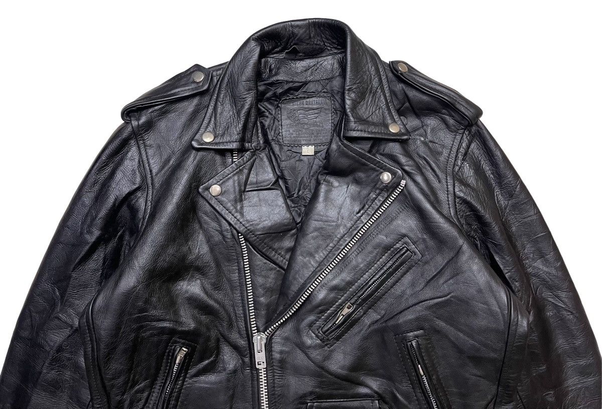 Vintage America Nostalgia Double Collar Motorcycle Leather Jacket Size US L / EU 52-54 / 3 - 6 Thumbnail