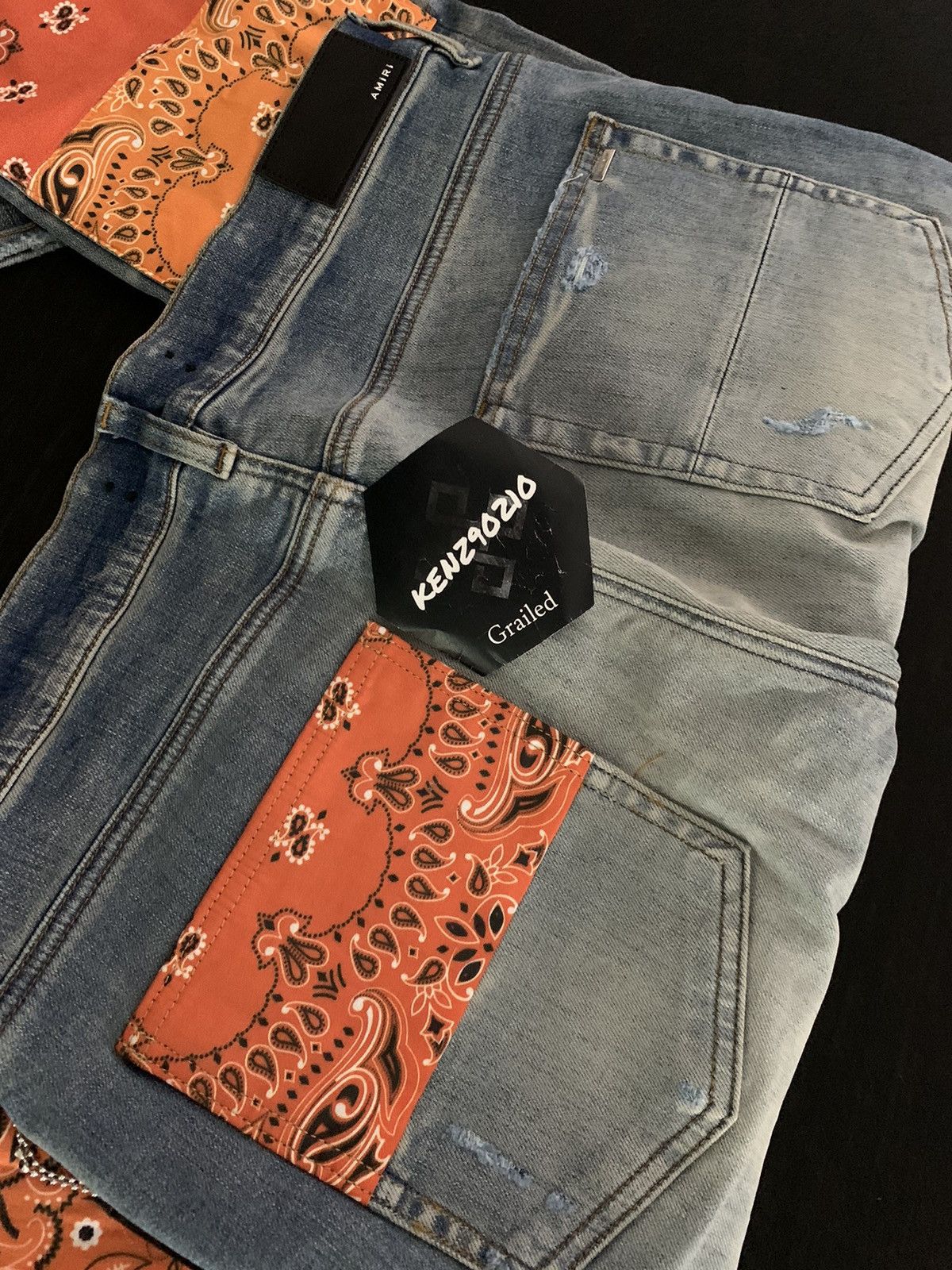 Amiri Amiri Orange Bandana Art Patch Denim Jeans Size US 36 / EU 52 - 6 Thumbnail