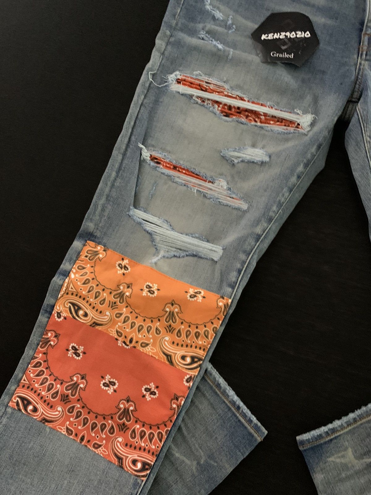 Amiri Amiri Orange Bandana Art Patch Denim Jeans Size US 36 / EU 52 - 2 Thumbnail