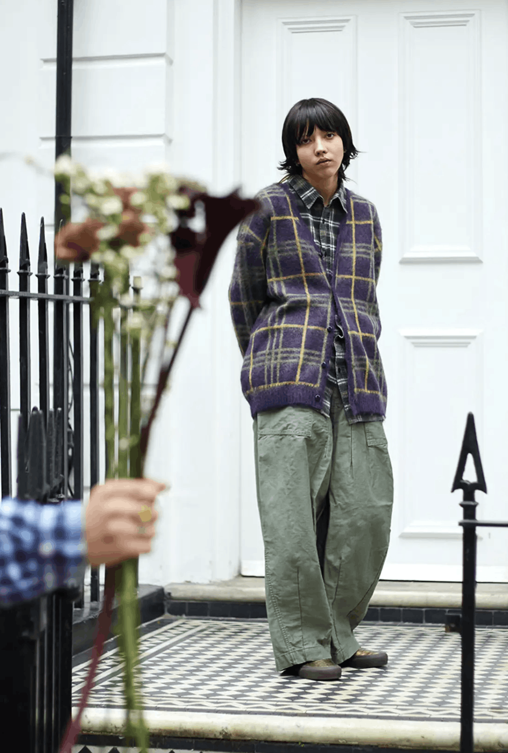 Needles Needles Mohair Plaid Cardigan - Medium / Plum | Grailed