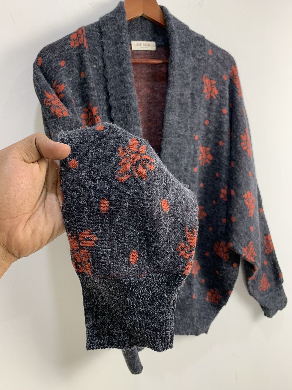 Aran Isles Knitwear × Japanese Brand BON CARAT Fullprint Intarsia BatWing Mohair Kimono Cardigan Size L / US 10 / IT 46 - 9 Thumbnail