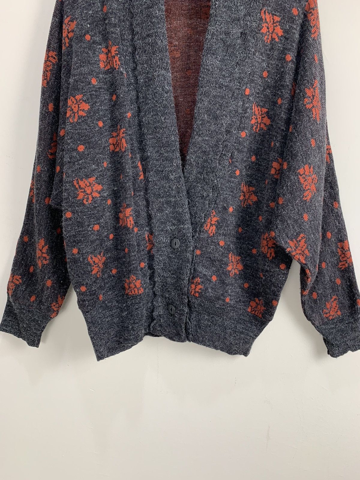 Aran Isles Knitwear × Japanese Brand BON CARAT Fullprint Intarsia BatWing Mohair Kimono Cardigan Size L / US 10 / IT 46 - 5 Thumbnail