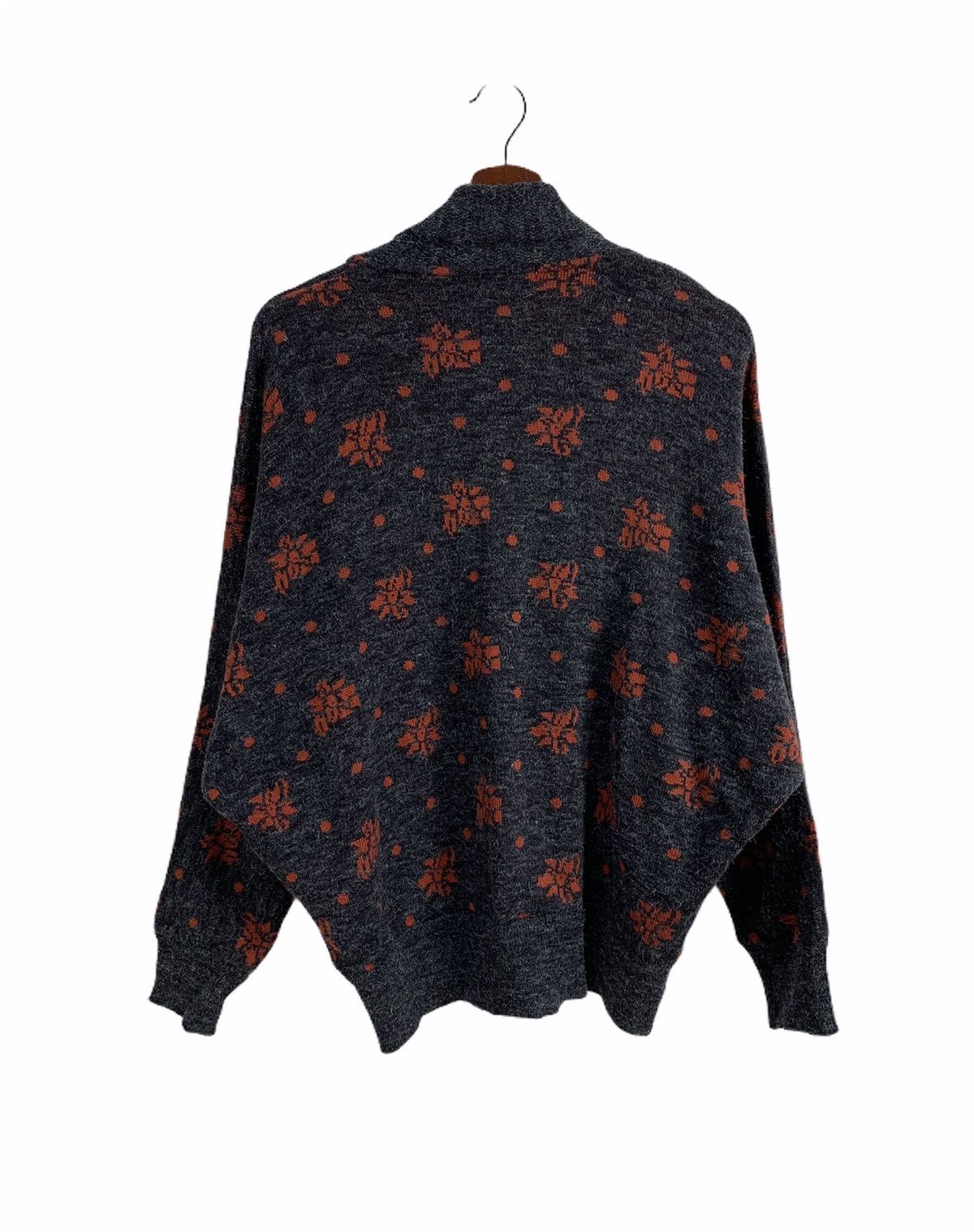 Aran Isles Knitwear × Japanese Brand BON CARAT Fullprint Intarsia BatWing Mohair Kimono Cardigan Size L / US 10 / IT 46 - 2 Thumbnail