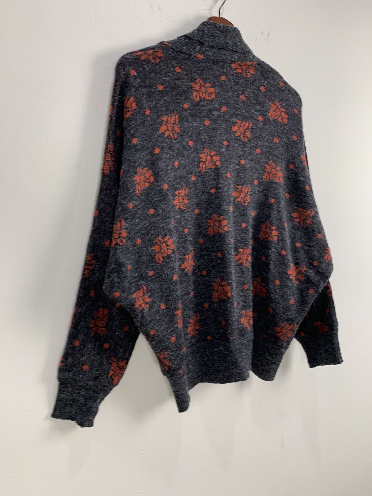 Aran Isles Knitwear × Japanese Brand BON CARAT Fullprint Intarsia BatWing Mohair Kimono Cardigan Size L / US 10 / IT 46 - 12 Thumbnail