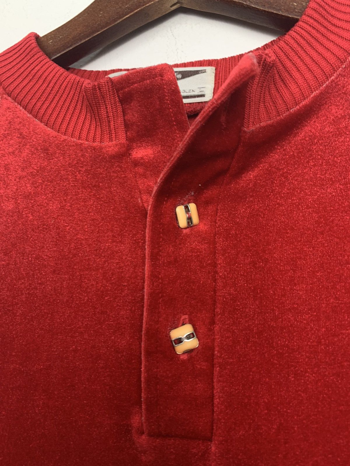 Other SEAGLEN Vintage 80s Velvet Half Button Red Skate Sweatshirt Size M / US 6-8 / IT 42-44 - 8 Thumbnail