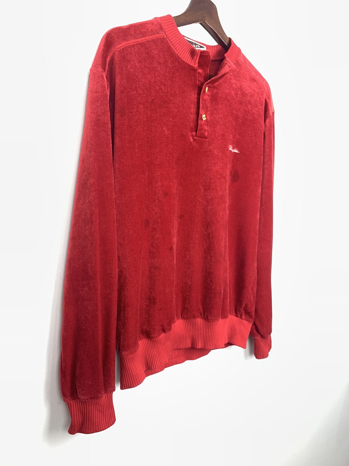 Other SEAGLEN Vintage 80s Velvet Half Button Red Skate Sweatshirt Size M / US 6-8 / IT 42-44 - 5 Thumbnail