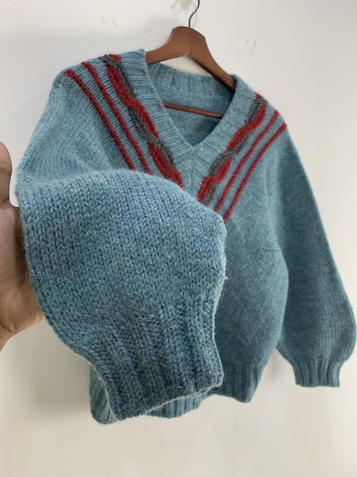 Designer × Traditional Weatherwear Vintage 80s Twist Cable Vneck Mohair Wool Knitwear Sweater Size US M / EU 48-50 / 2 - 7 Thumbnail