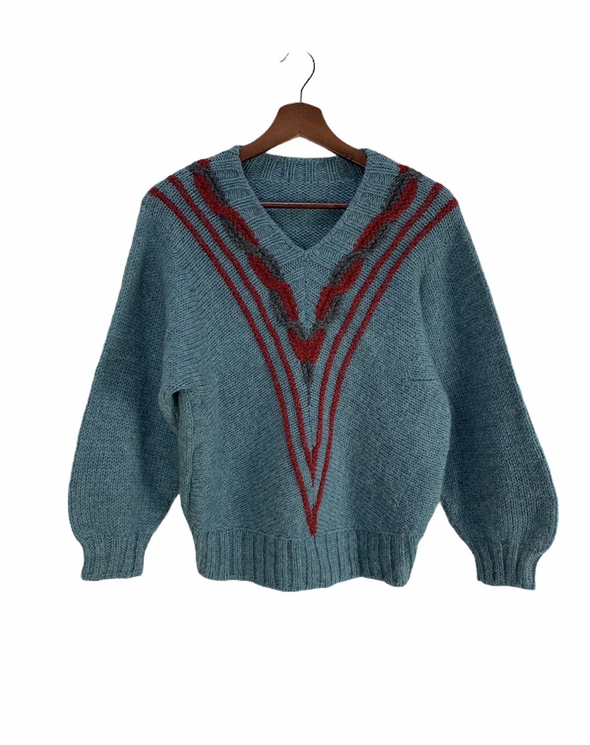 Designer × Traditional Weatherwear Vintage 80s Twist Cable Vneck Mohair Wool Knitwear Sweater Size US M / EU 48-50 / 2 - 1 Thumbnail