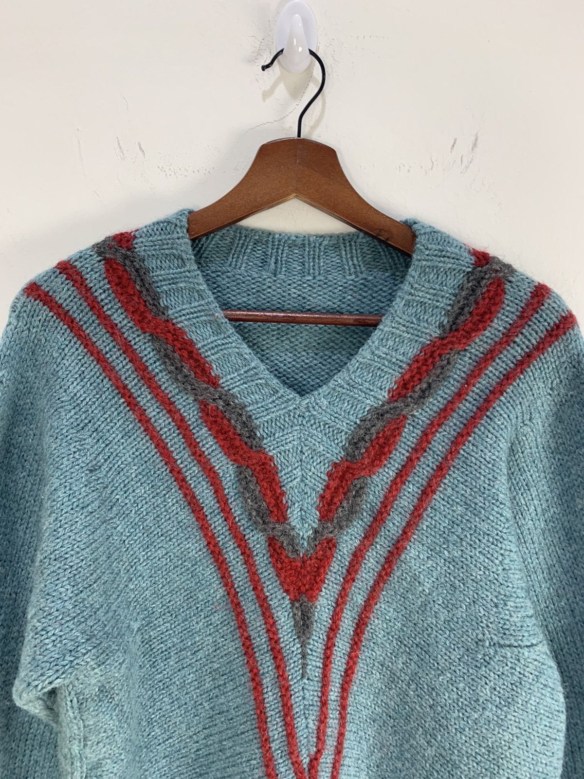 Designer × Traditional Weatherwear Vintage 80s Twist Cable Vneck Mohair Wool Knitwear Sweater Size US M / EU 48-50 / 2 - 3 Thumbnail