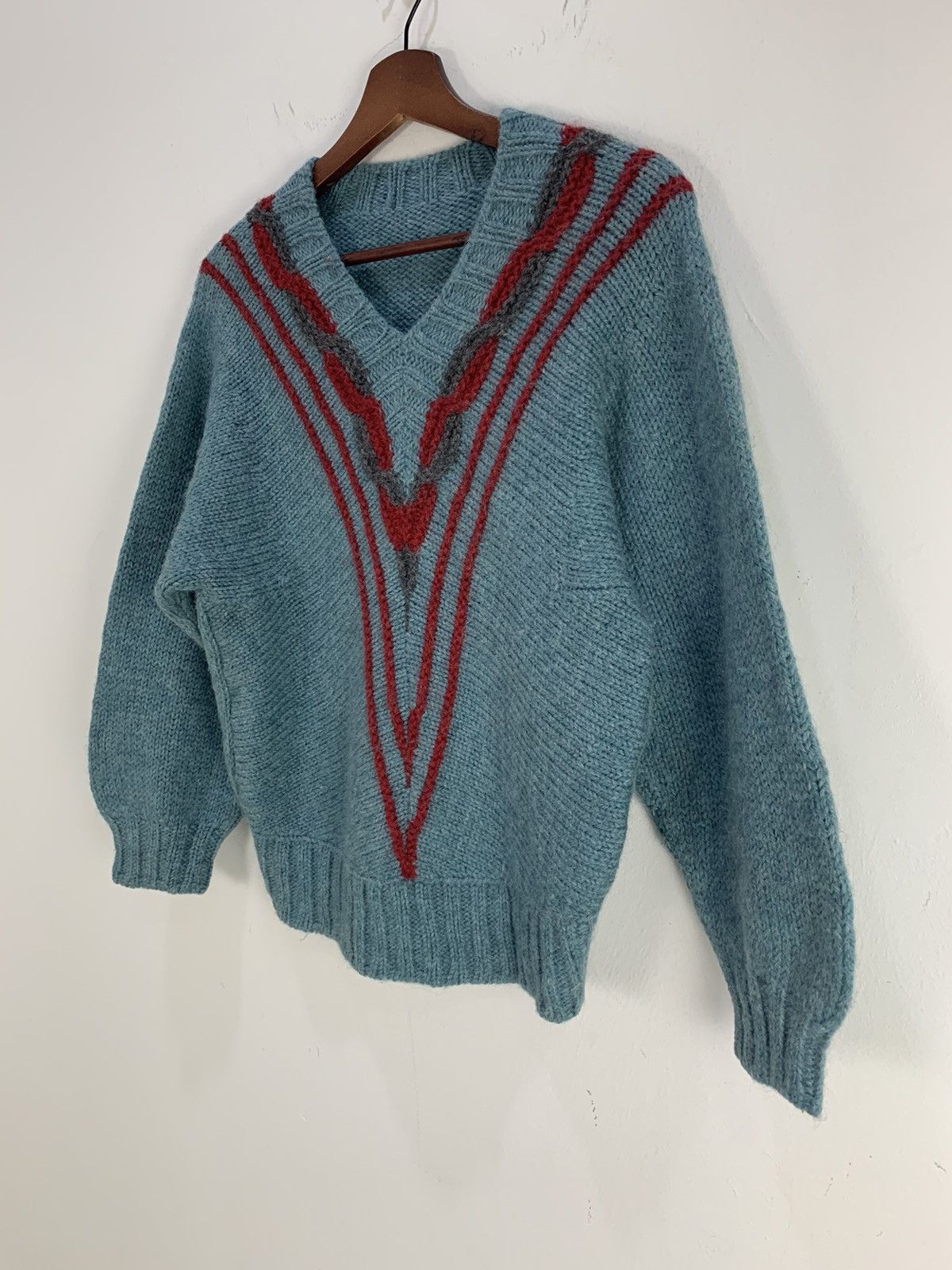 Designer × Traditional Weatherwear Vintage 80s Twist Cable Vneck Mohair Wool Knitwear Sweater Size US M / EU 48-50 / 2 - 6 Thumbnail