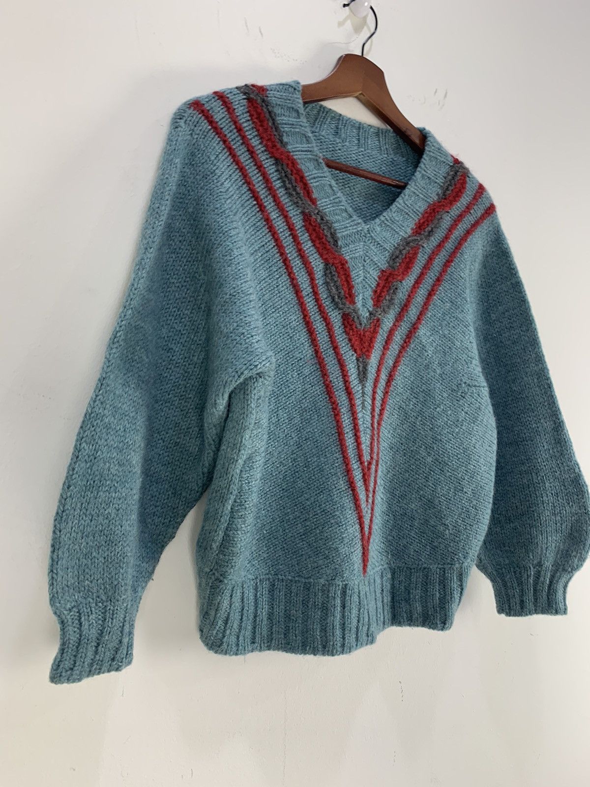Designer × Traditional Weatherwear Vintage 80s Twist Cable Vneck Mohair Wool Knitwear Sweater Size US M / EU 48-50 / 2 - 5 Thumbnail