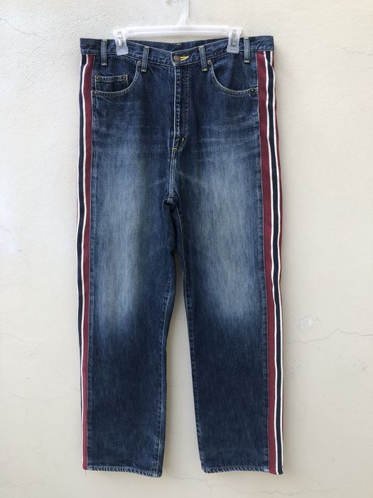 Vintage Vintage Swagger Japan Side Striped Denim Hybrid Jeans Grailed