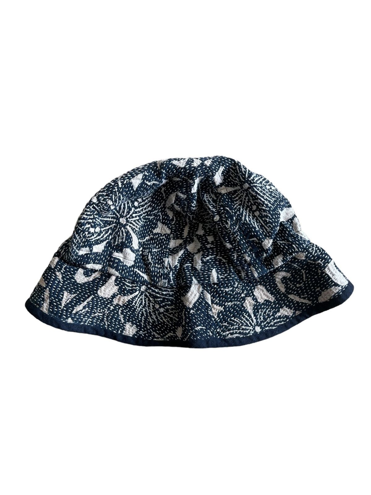 45rpm RARE🔥80s Indigo Japan Dyed Sashiko Stitches Bucket Hats Size ONE SIZE - 4 Thumbnail