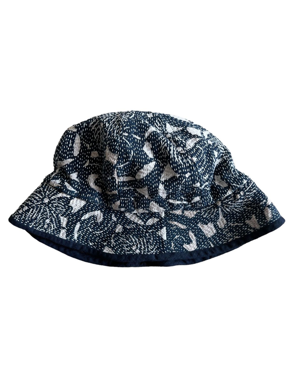 45rpm RARE🔥80s Indigo Japan Dyed Sashiko Stitches Bucket Hats Size ONE SIZE - 3 Thumbnail