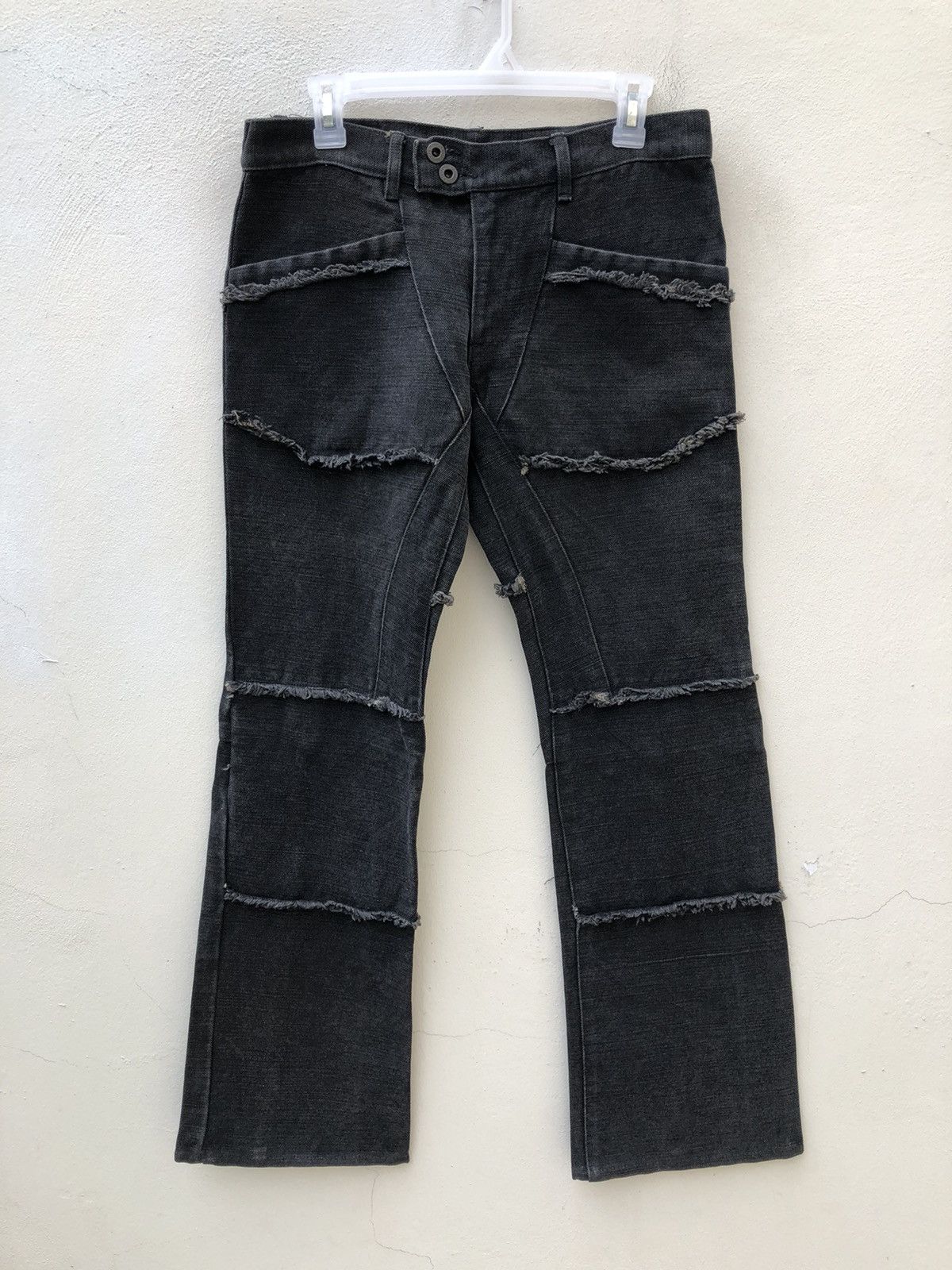 L7 Real Hip L7 REAL HIP Japan Patchwork Thick Faded Black Denim Hagi Size US 31 - 6 Thumbnail