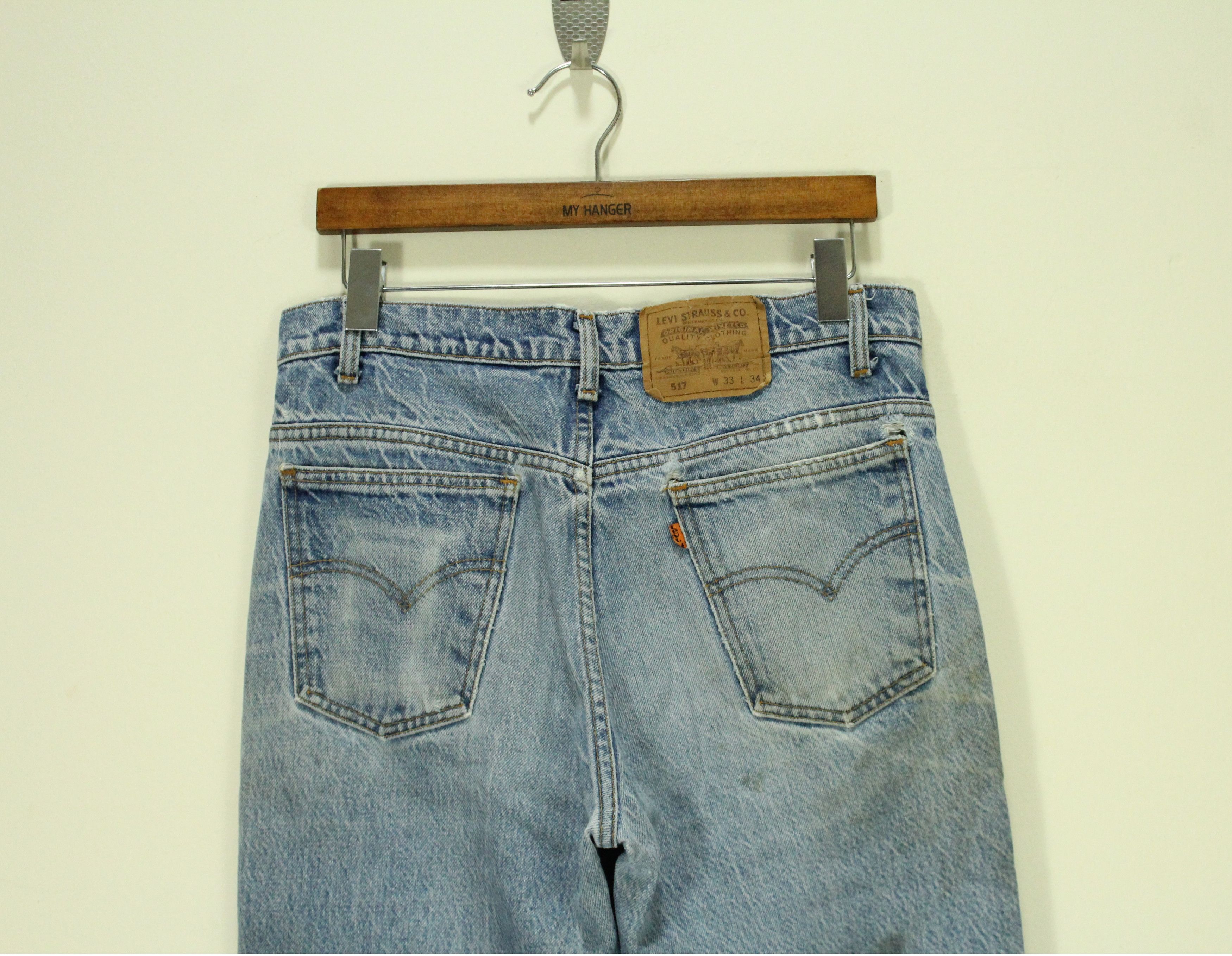 Levi's Distressed Stain Vintage 1993 LEVIS Jeans 517 Flared Bootcut Size US 33 - 11 Thumbnail