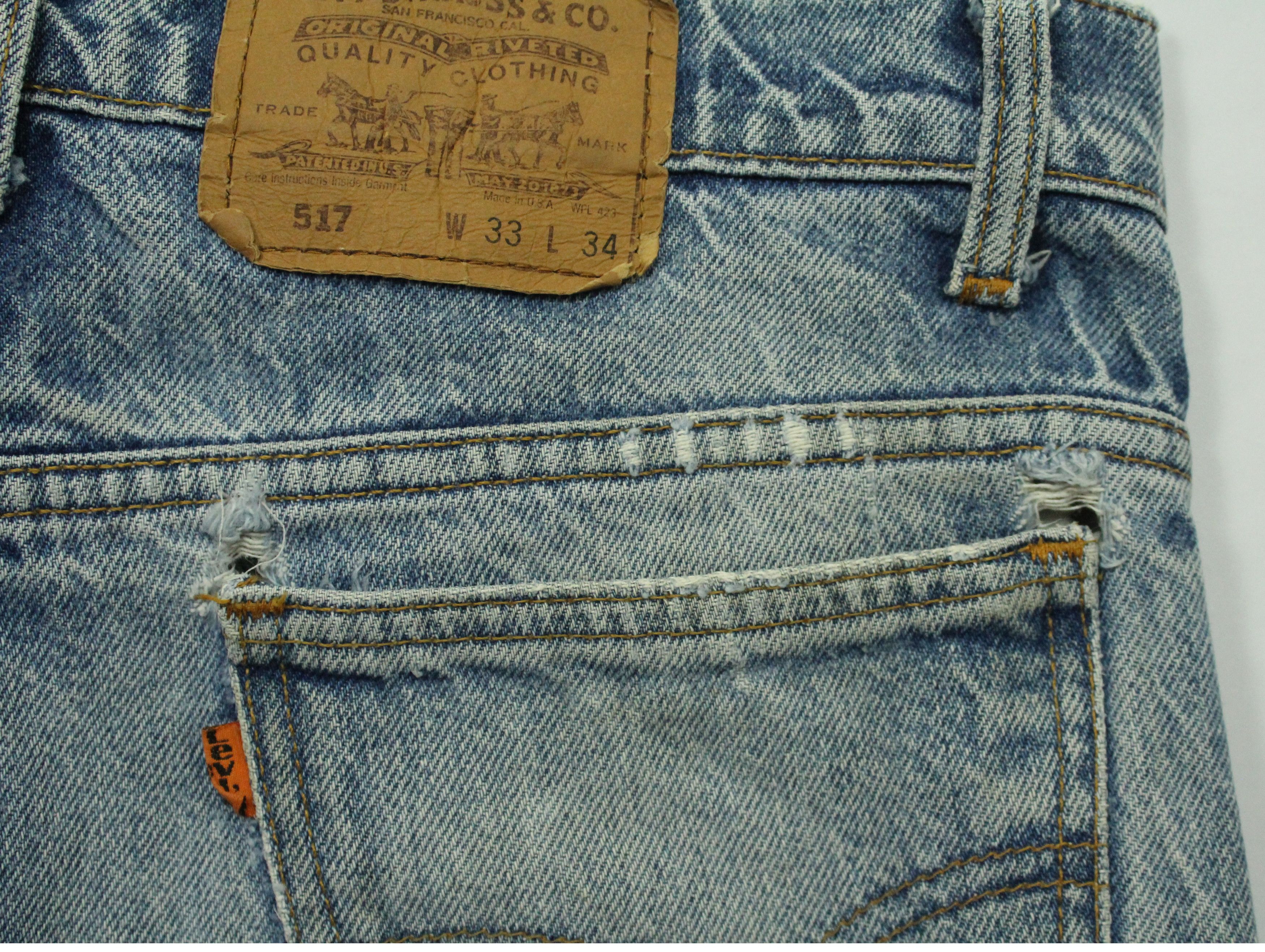 Levi's Distressed Stain Vintage 1993 LEVIS Jeans 517 Flared Bootcut Size US 33 - 16 Thumbnail