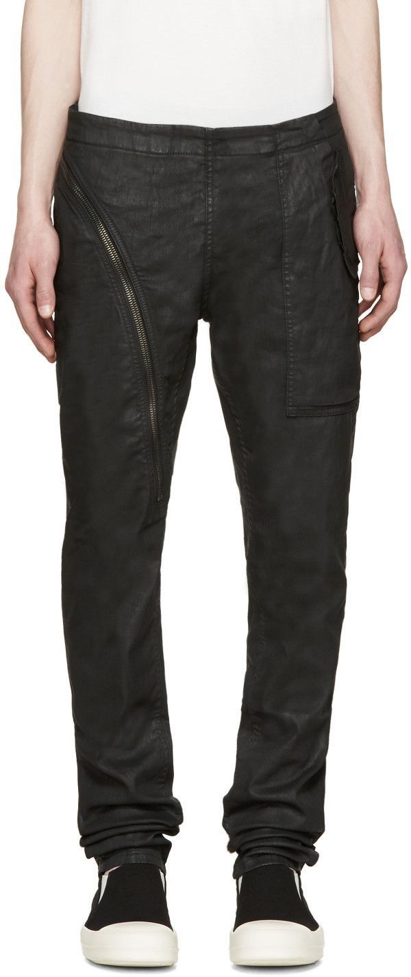 image of Rick Owens Wax Grosgrain Aircut Denim in Black, Men's (Size 32)
