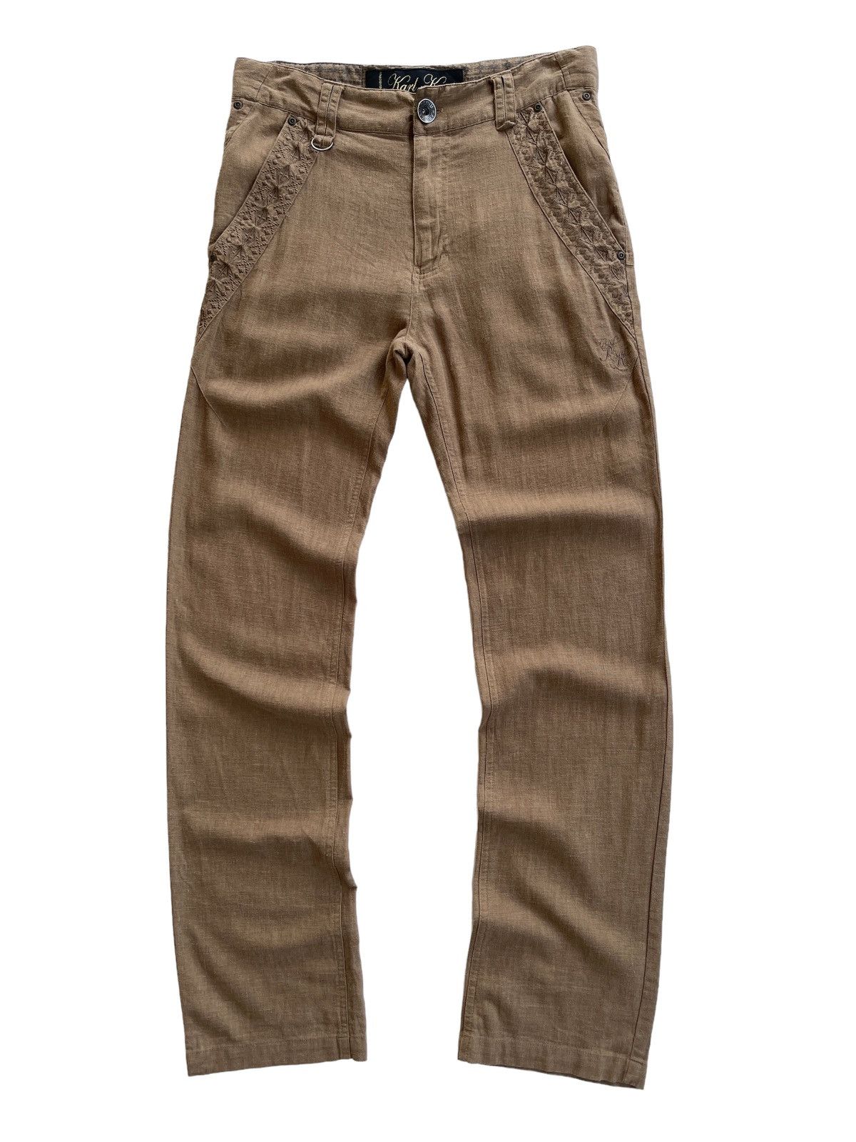 Image of Karl Kani Casual Trousers Pants in Light Brown, Men's (Size 30)