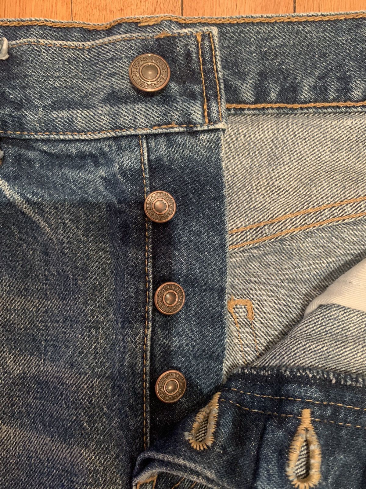 Celine × Hedi Slimane FW19 Regular Jeans in Union Wash Denim High Waist Selvedge Size US 27 - 16 Thumbnail