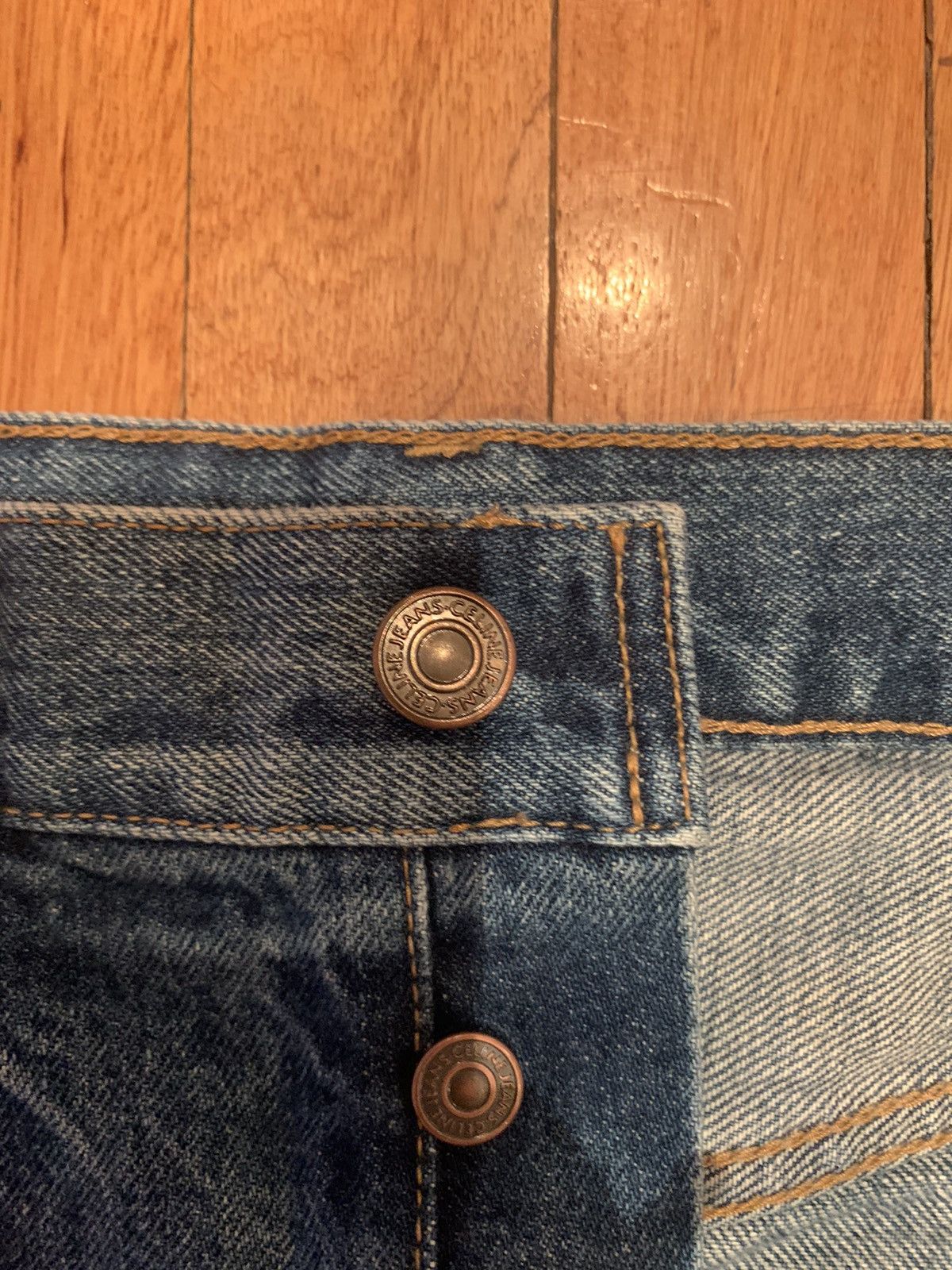 Celine × Hedi Slimane FW19 Regular Jeans in Union Wash Denim High Waist Selvedge Size US 27 - 17 Thumbnail