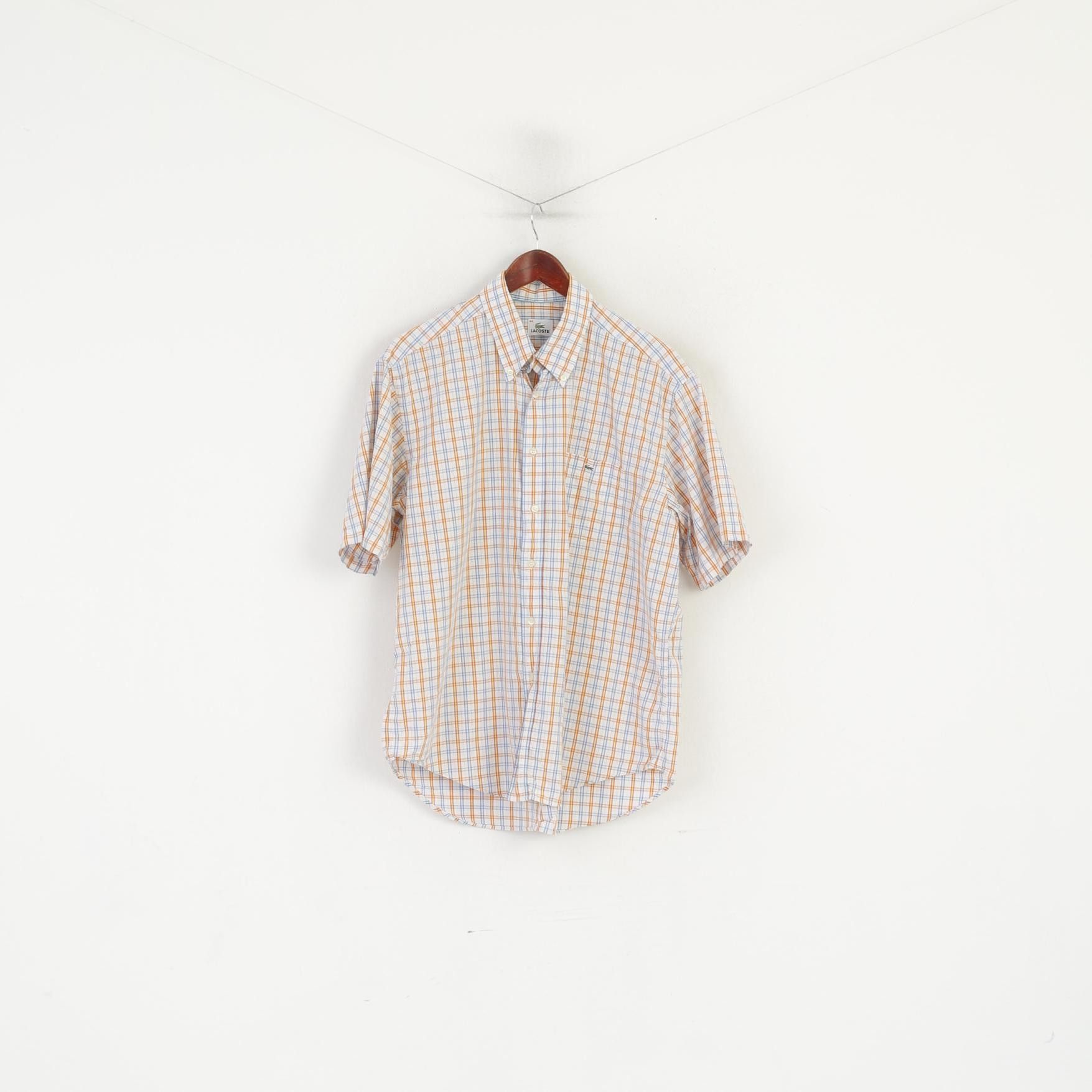 Lacoste Lacoste Men 44 L Casual Shirt Blue Orange Check 0855 Size US L / EU 52-54 / 3 - 2 Thumbnail