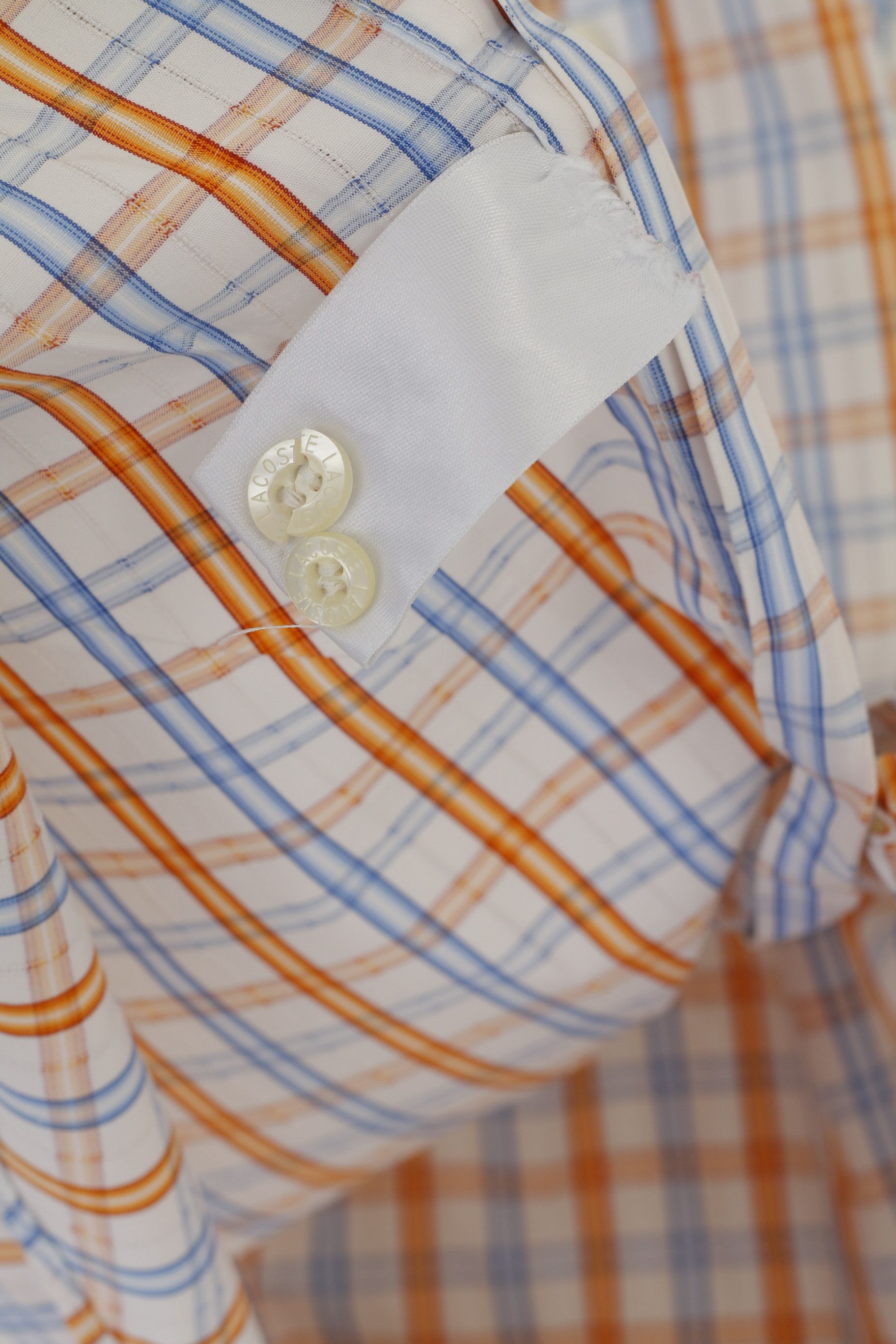 Lacoste Lacoste Men 44 L Casual Shirt Blue Orange Check 0855 Size US L / EU 52-54 / 3 - 5 Thumbnail