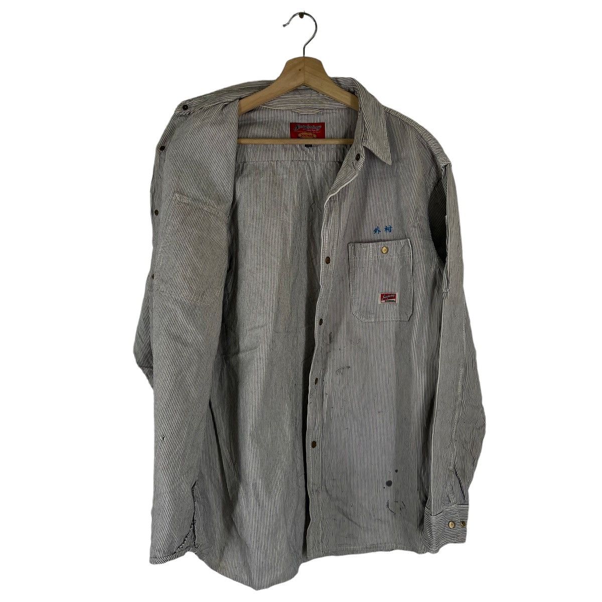 Japanese Brand VINTAGE STRIPED HIKORY CHORE JACKET DOGMAN JAPAN ISSEY Size US L / EU 52-54 / 3 - 8 Thumbnail