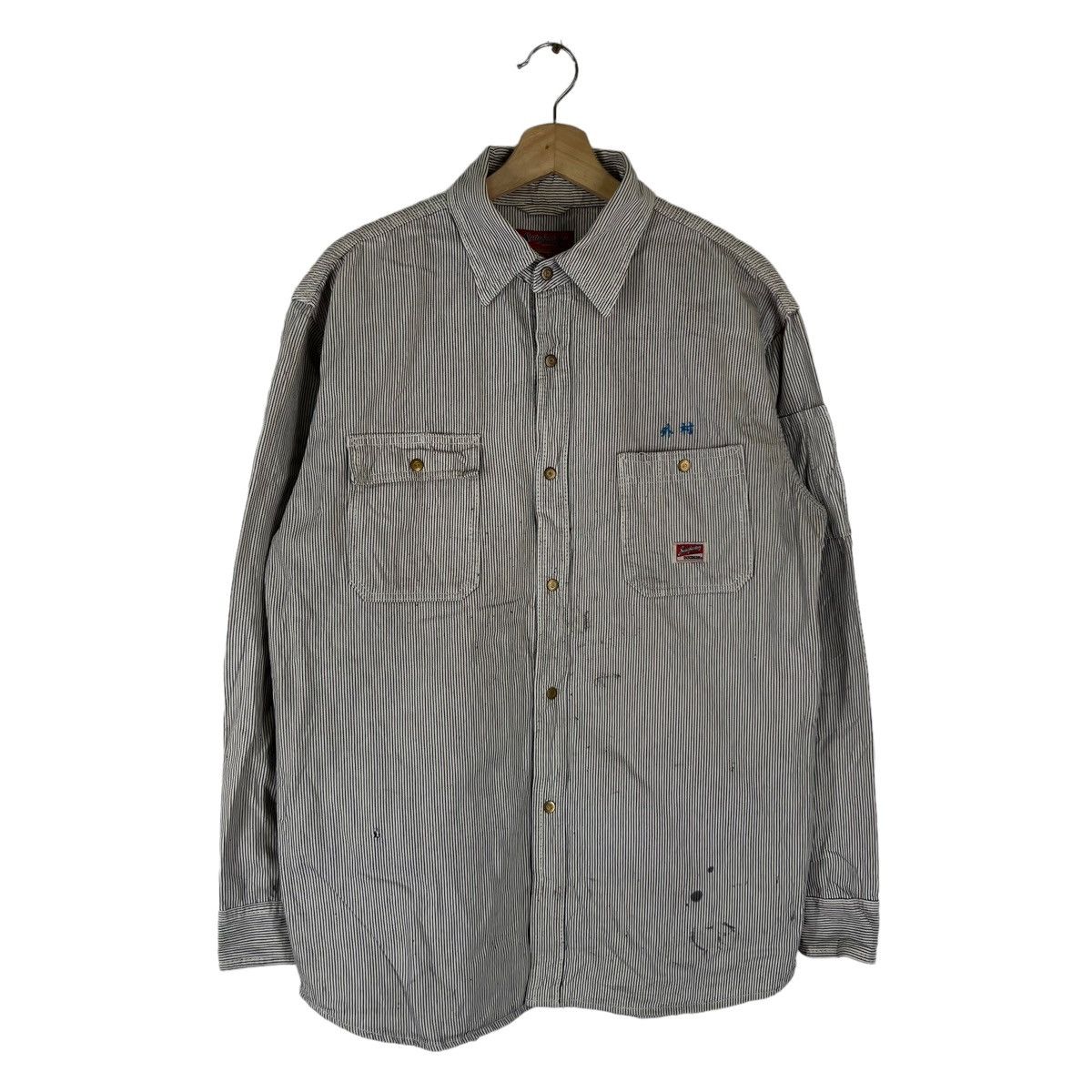 Japanese Brand VINTAGE STRIPED HIKORY CHORE JACKET DOGMAN JAPAN ISSEY Size US L / EU 52-54 / 3 - 1 Thumbnail