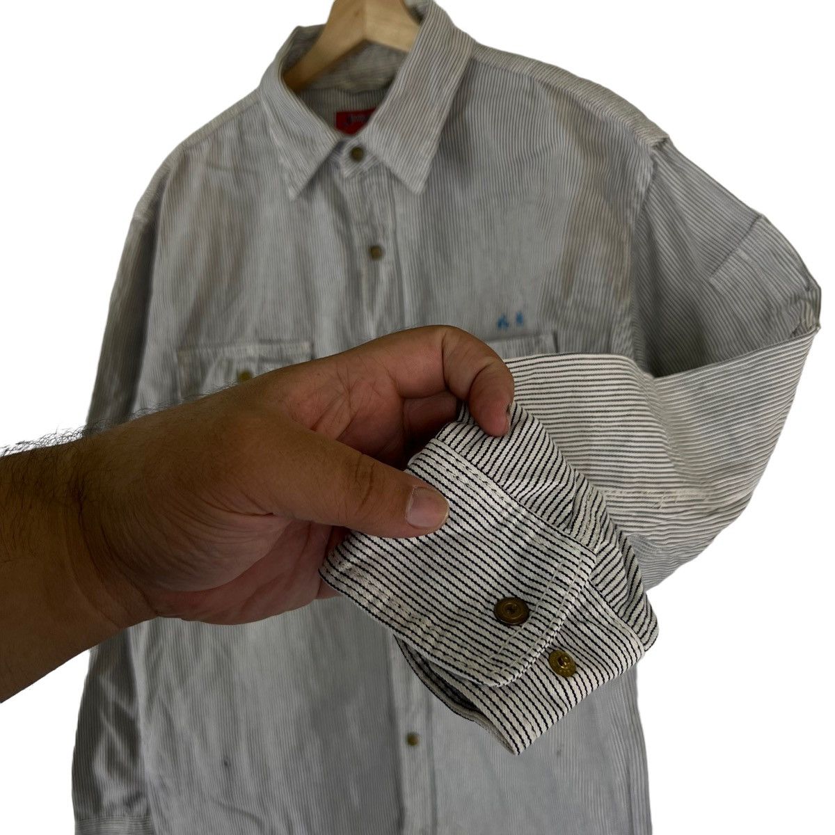 Japanese Brand VINTAGE STRIPED HIKORY CHORE JACKET DOGMAN JAPAN ISSEY Size US L / EU 52-54 / 3 - 6 Thumbnail