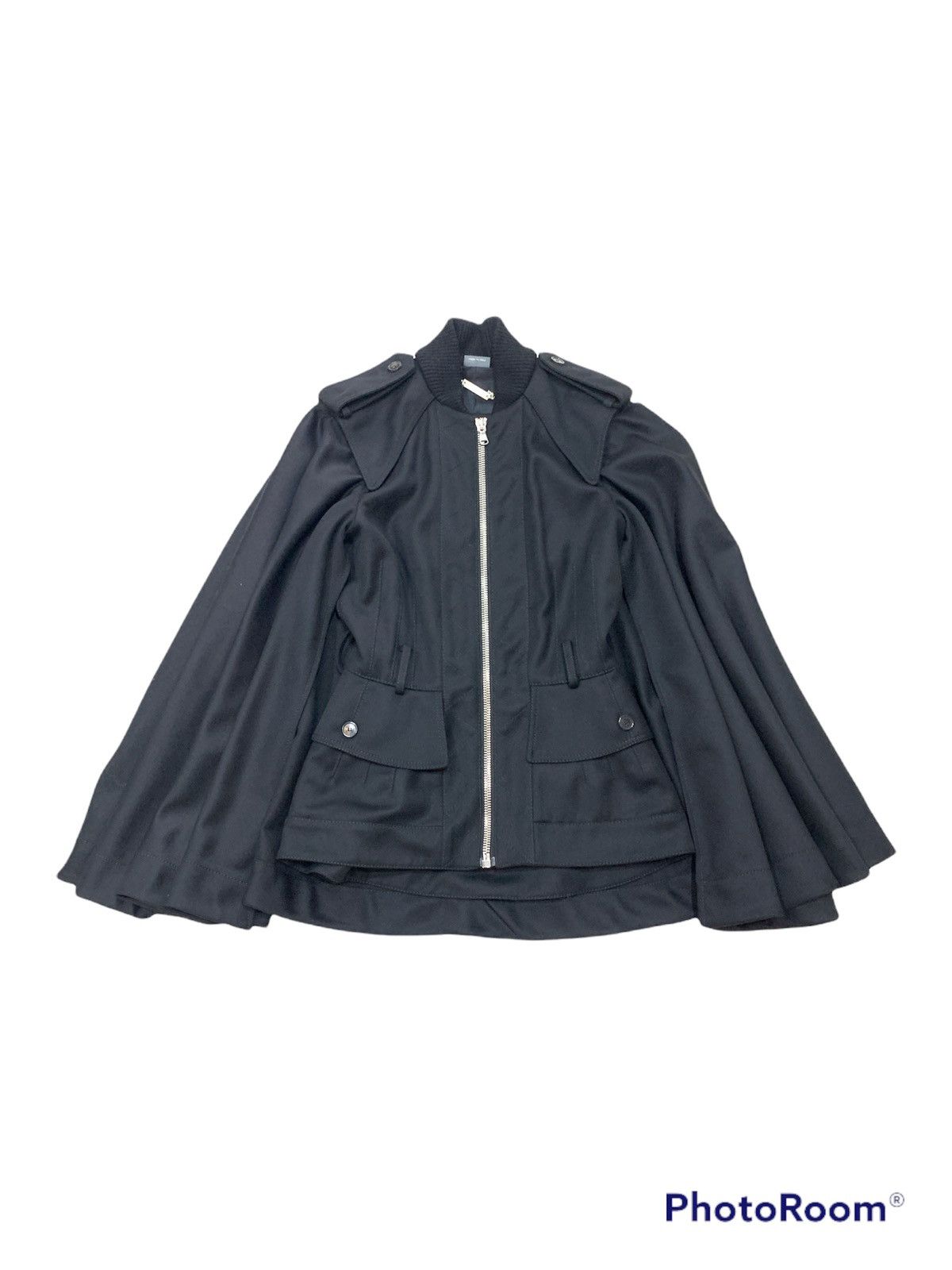 Alexander McQueen ALEXANDER MCQUEEN BELTED WOOL CAPE COAT FALL 2015 Size US XXS / EU 40 - 1 Thumbnail