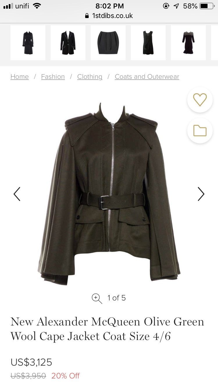 Alexander McQueen ALEXANDER MCQUEEN BELTED WOOL CAPE COAT FALL 2015 Size US XXS / EU 40 - 13 Thumbnail