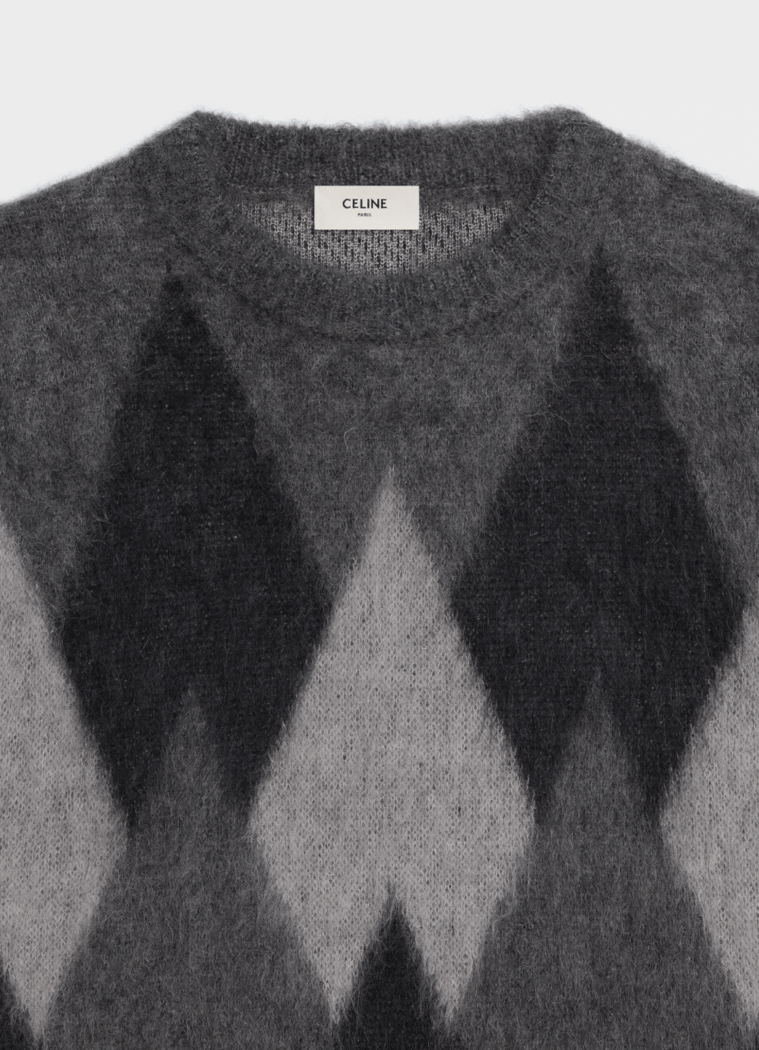 Celine × Hedi Slimane FW19 Runway Argyle Mohair Knit Sweater Size US XS / EU 42 / 0 - 11 Thumbnail