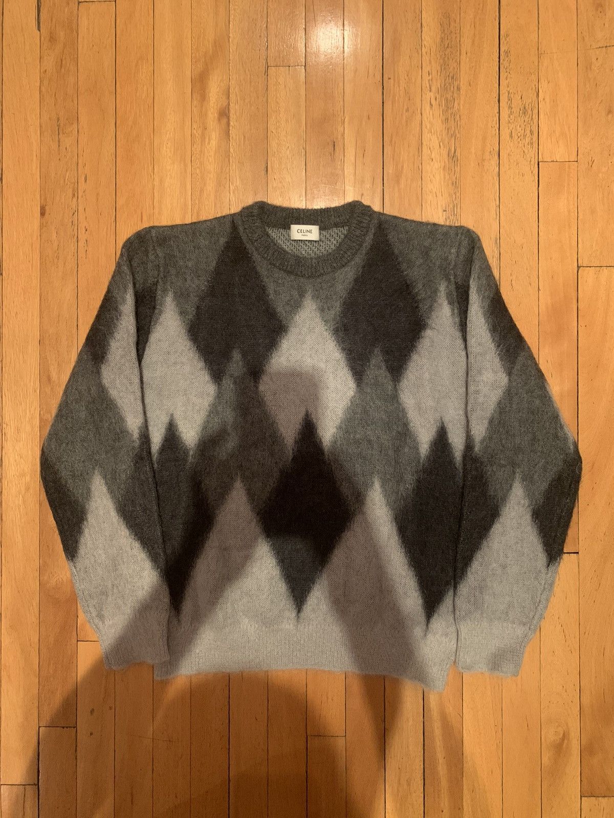 Celine × Hedi Slimane FW19 Runway Argyle Mohair Knit Sweater Size US XS / EU 42 / 0 - 12 Thumbnail