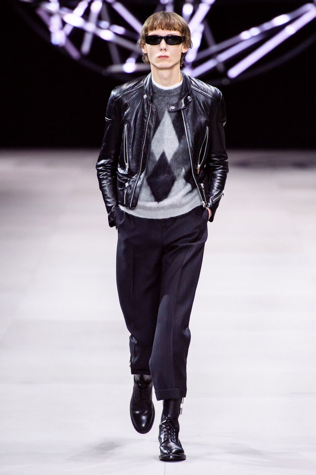 Celine × Hedi Slimane FW19 Runway Argyle Mohair Knit Sweater Size US XS / EU 42 / 0 - 3 Thumbnail