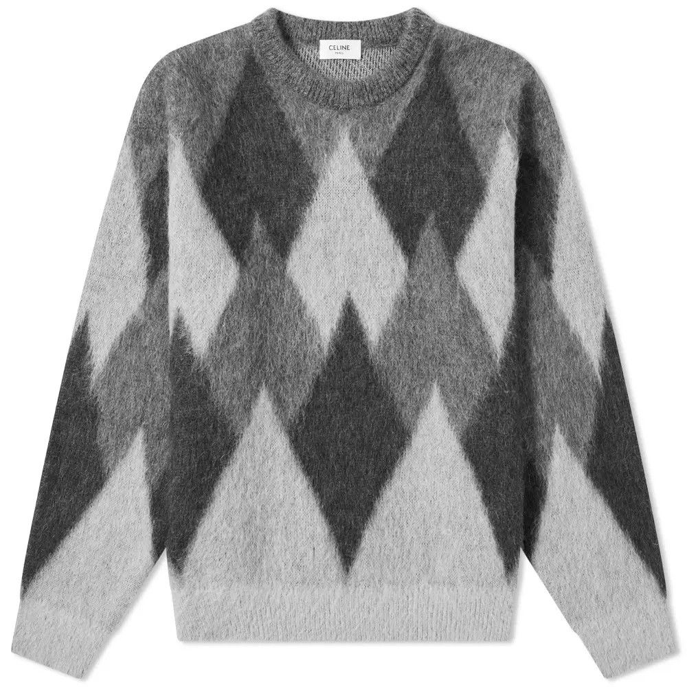 Celine × Hedi Slimane FW19 Runway Argyle Mohair Knit Sweater Size US XS / EU 42 / 0 - 4 Thumbnail