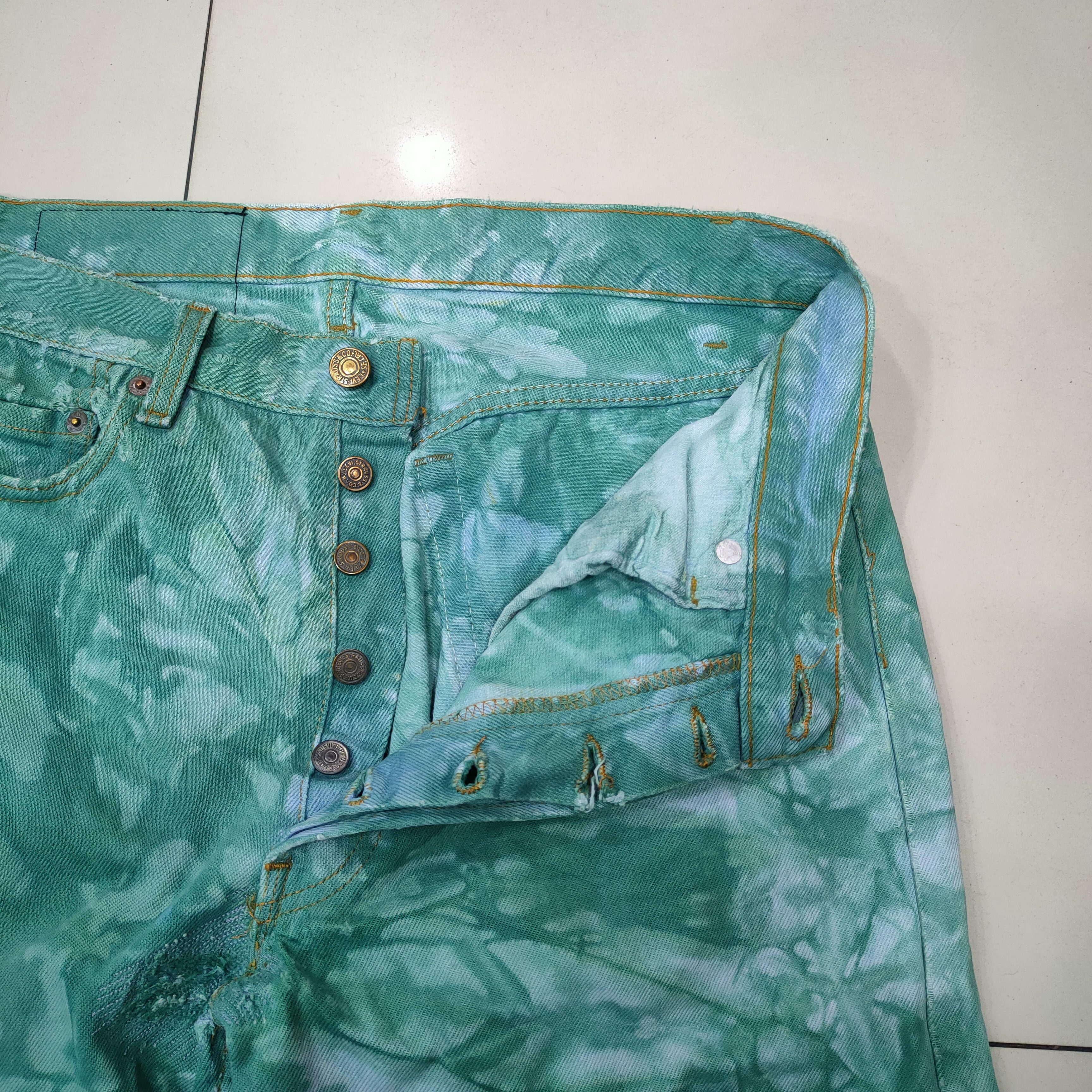 Levi's VTG LEVI'S 532 TIE DYE FADED GREEN JEANS DENIM PANTS Size US 32 / EU 48 - 2 Thumbnail