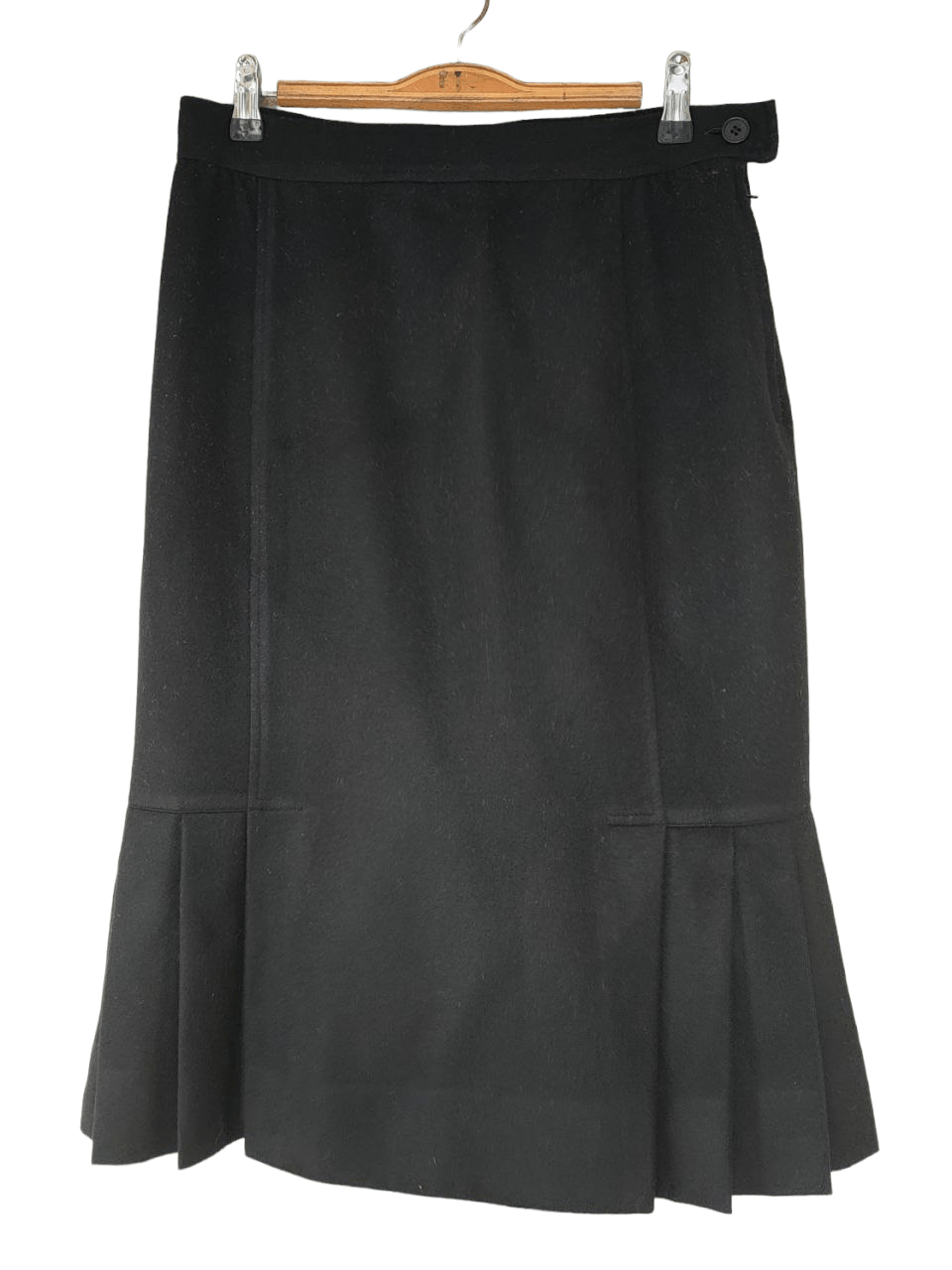 image of Cashmere Wool x Italian Designers Salvatore Ferragamo Wool Midi Skirt in Black, Women's (Size 29)