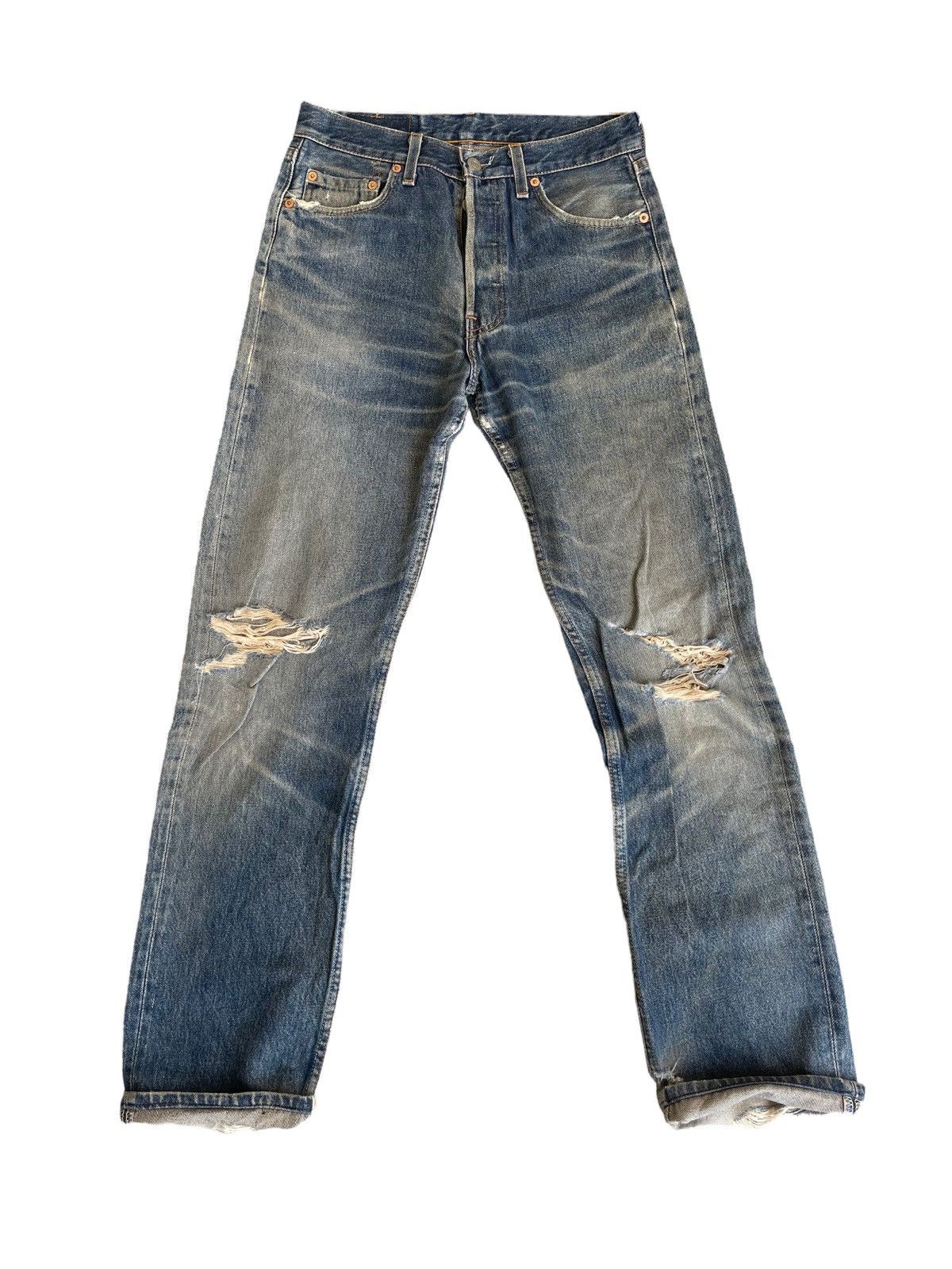 Levi's 🛠 Vintage Levi’s 501 Distressed Denim Jeans Japan Size US 28 / EU 44 - 2 Thumbnail