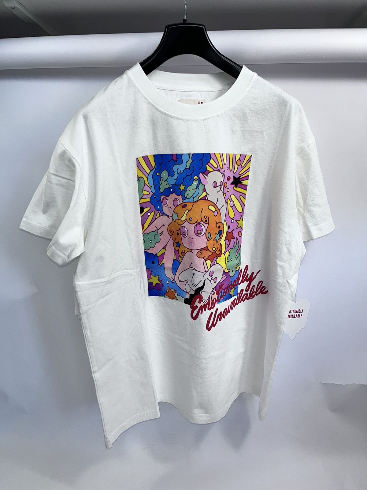 image of Emotionally Unavailable + So Youn Lee Stardust Printed T-Shirt in White, Men's (Size XL)
