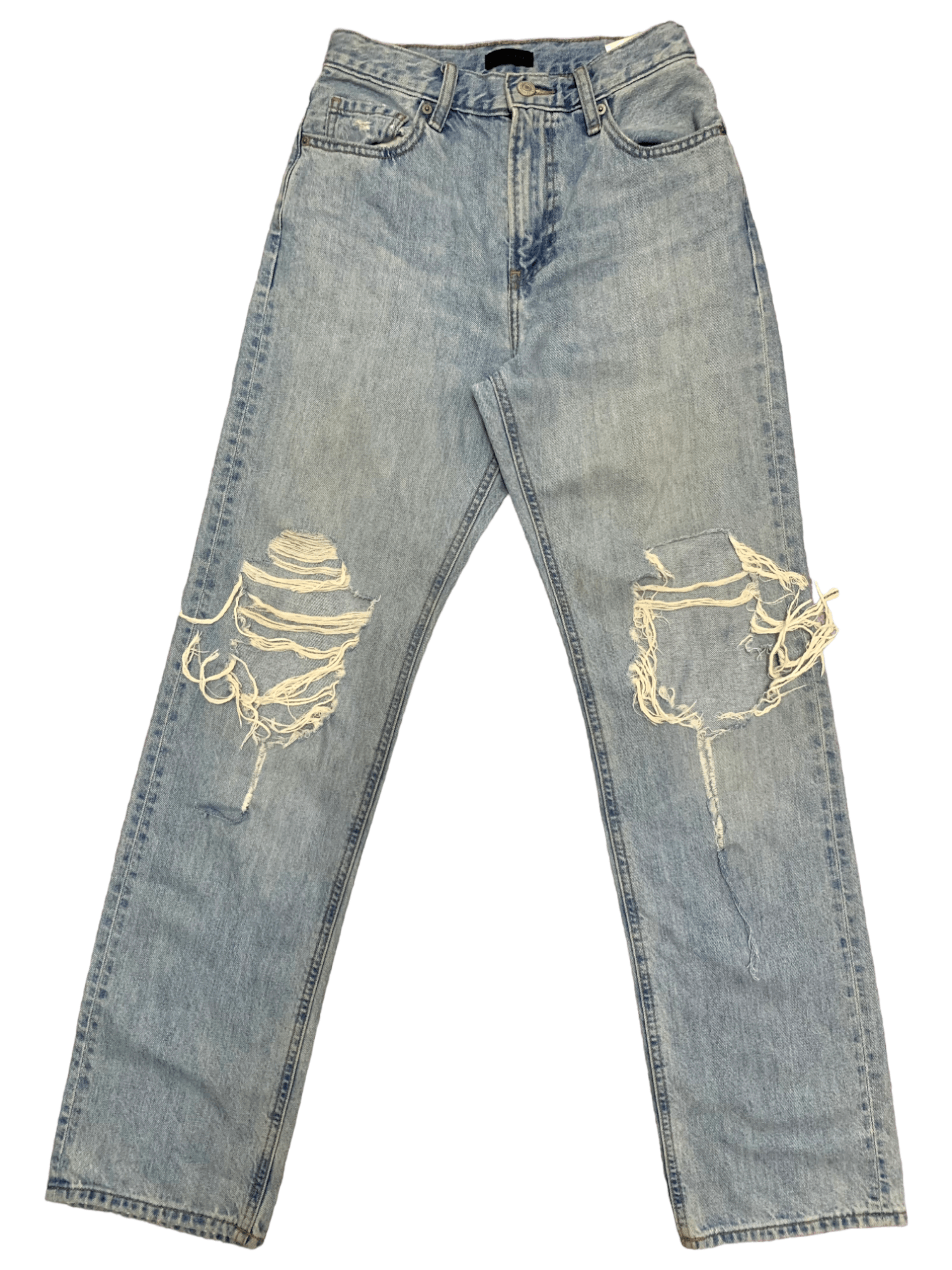 Japanese Brand × Uniqlo Vintage Uniqlo Blue Wash Distressed Ripped Loose Jeans Size 24" / US 00 / IT 34 - 1 Thumbnail