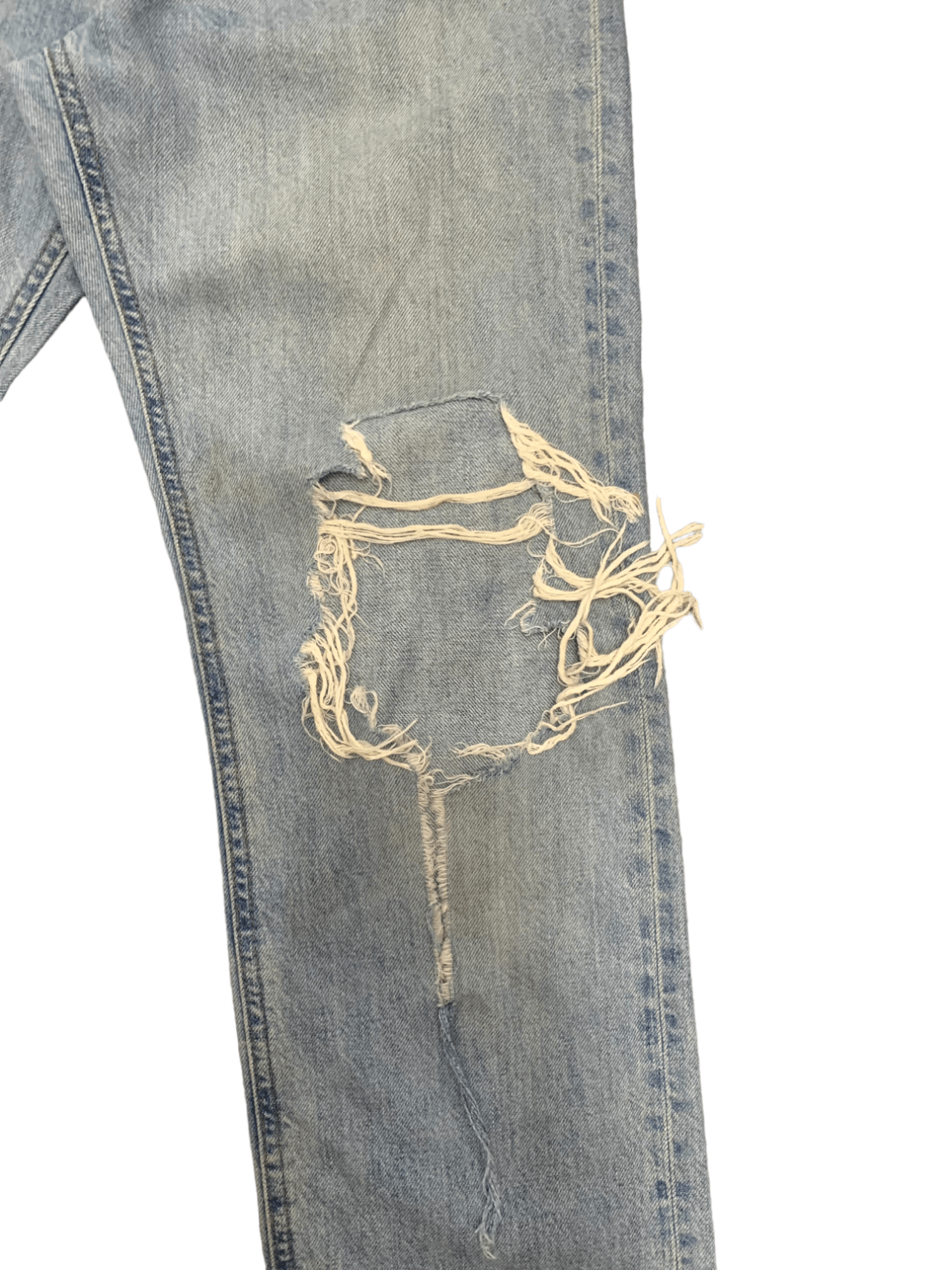 Japanese Brand × Uniqlo Vintage Uniqlo Blue Wash Distressed Ripped Loose Jeans Size 24" / US 00 / IT 34 - 9 Thumbnail