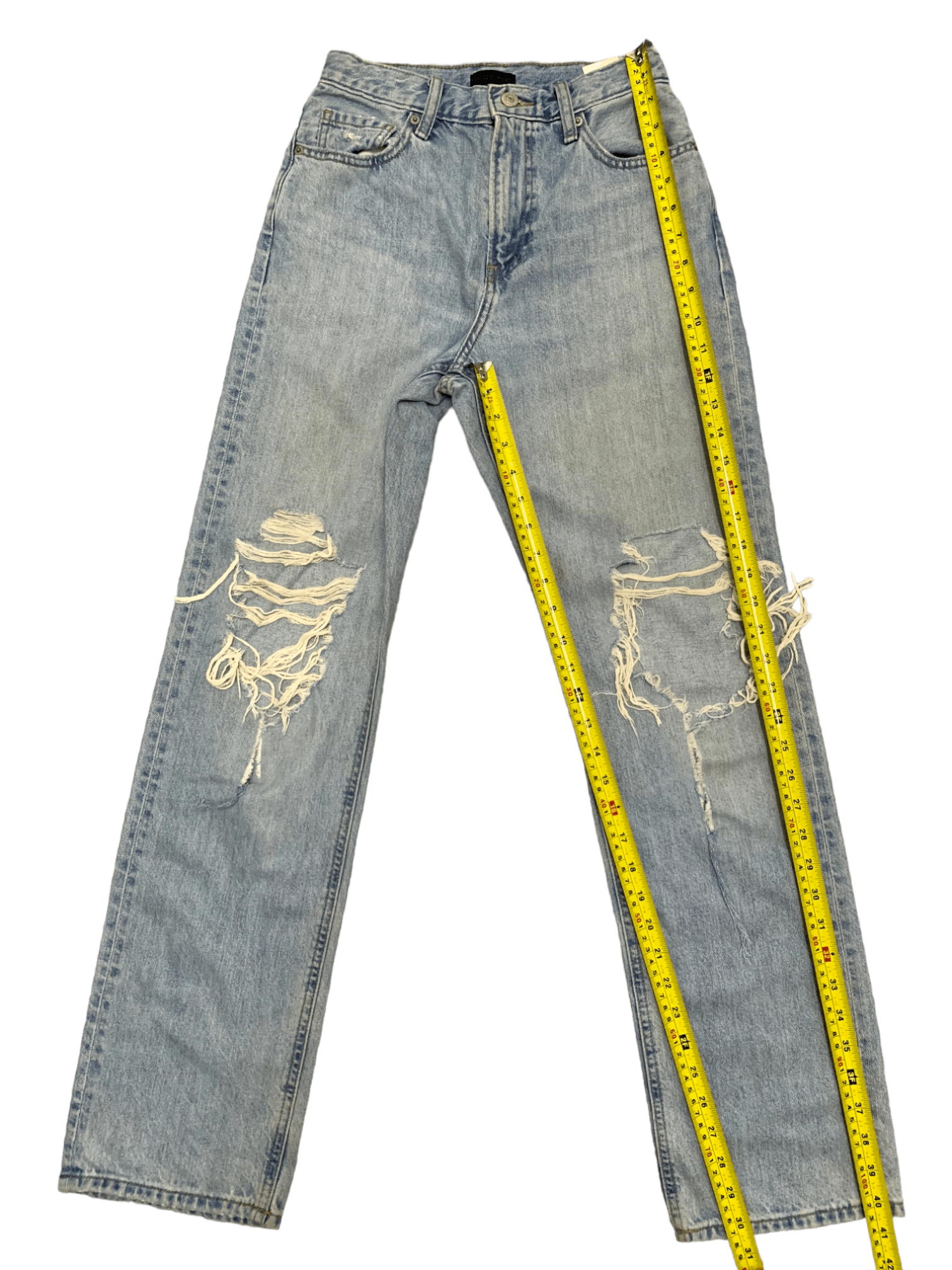Japanese Brand × Uniqlo Vintage Uniqlo Blue Wash Distressed Ripped Loose Jeans Size 24" / US 00 / IT 34 - 14 Thumbnail