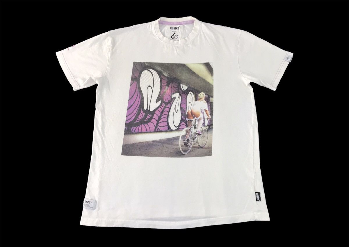 image of Addict X Insa Artist Series Nude Cyclist Sexy Girl Printed in White, Men's (Size Medium)