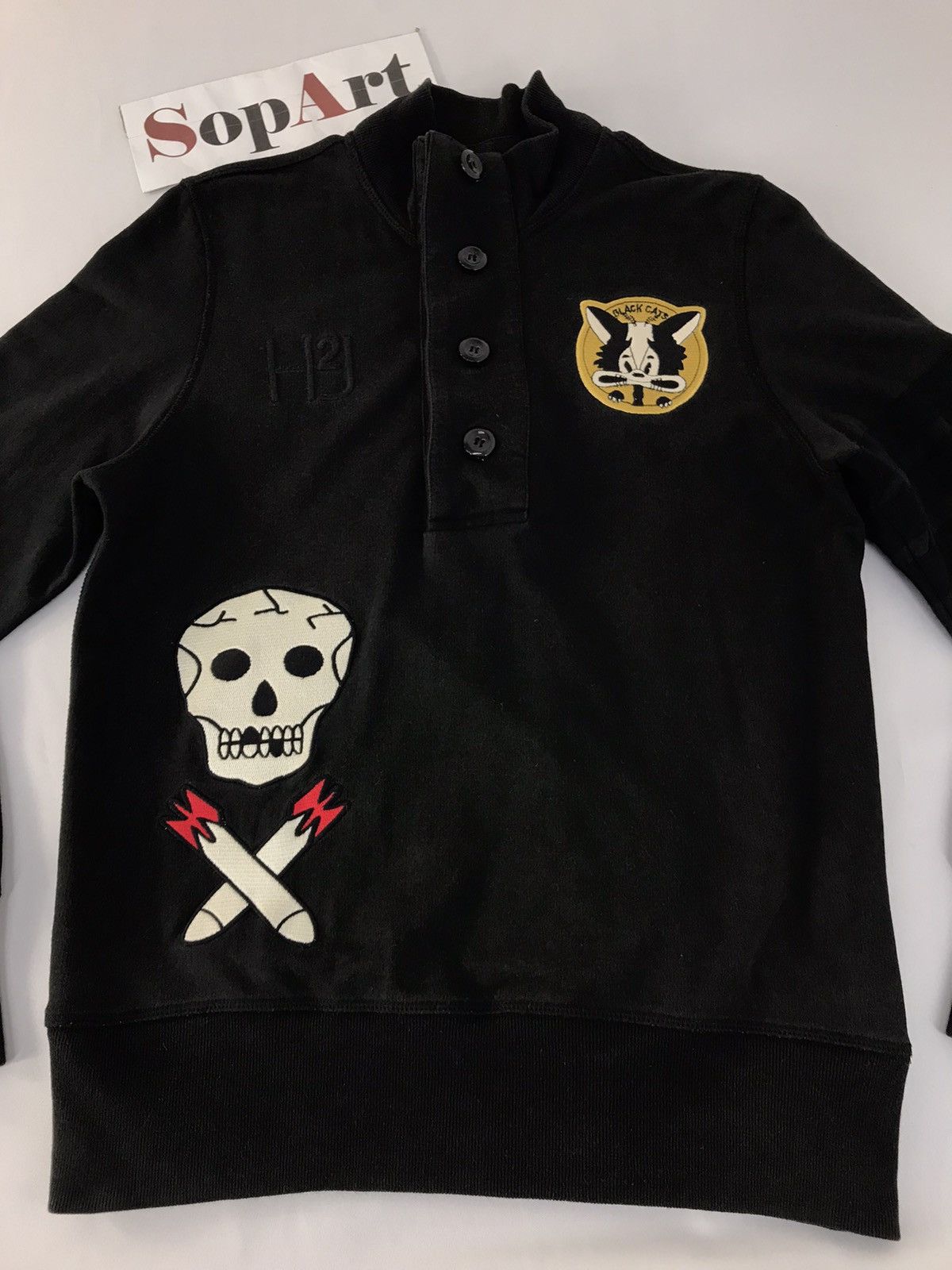 Vintage Vtg Sweatshirt Hydrogen Embroidery BlackCat X Skull Design Size US M / EU 48-50 / 2 - 3 Thumbnail