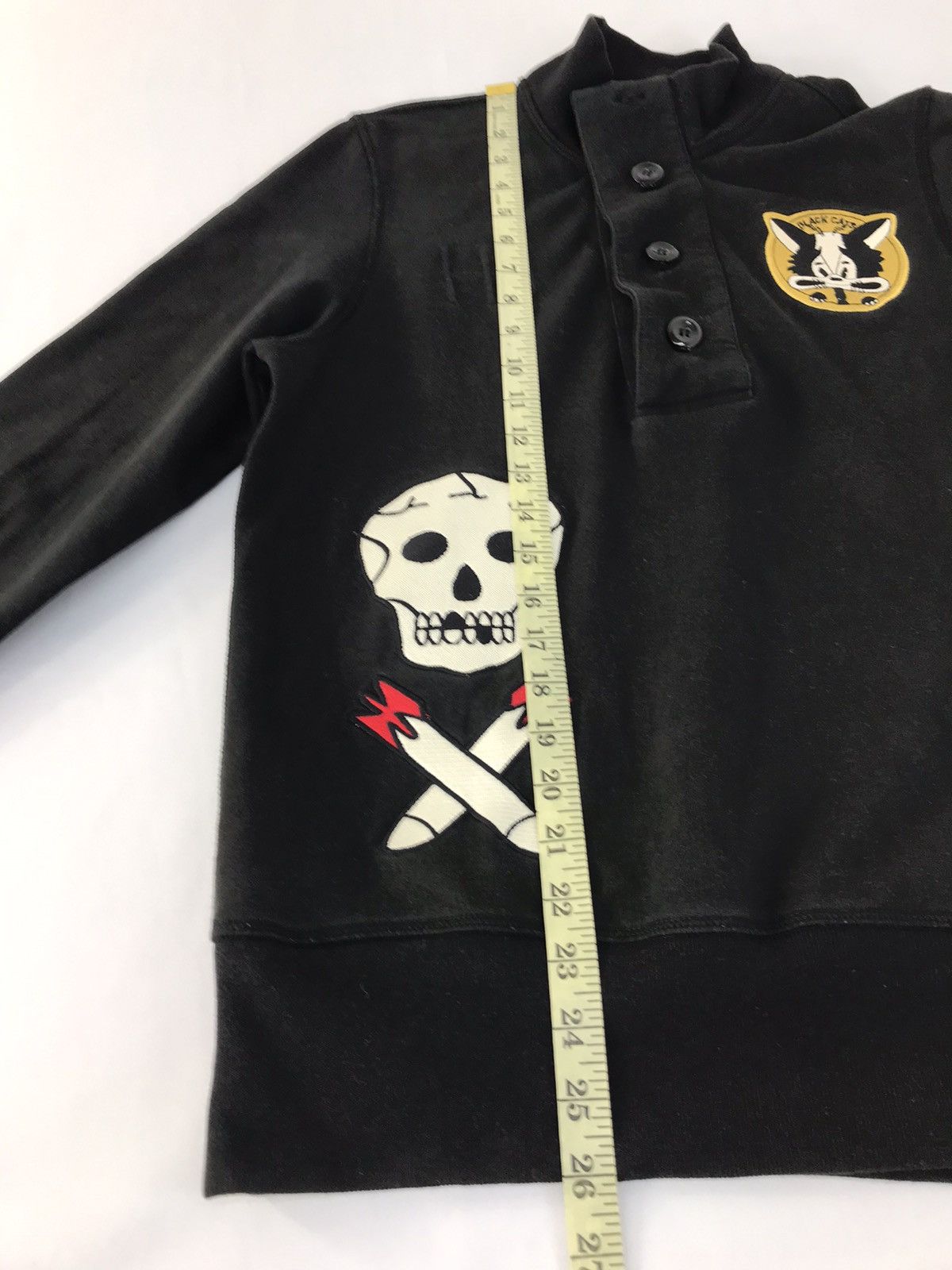 Vintage Vtg Sweatshirt Hydrogen Embroidery BlackCat X Skull Design Size US M / EU 48-50 / 2 - 11 Thumbnail