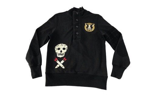 Vintage Vtg Sweatshirt Hydrogen Embroidery BlackCat X Skull Design Size US M / EU 48-50 / 2 - 1 Thumbnail