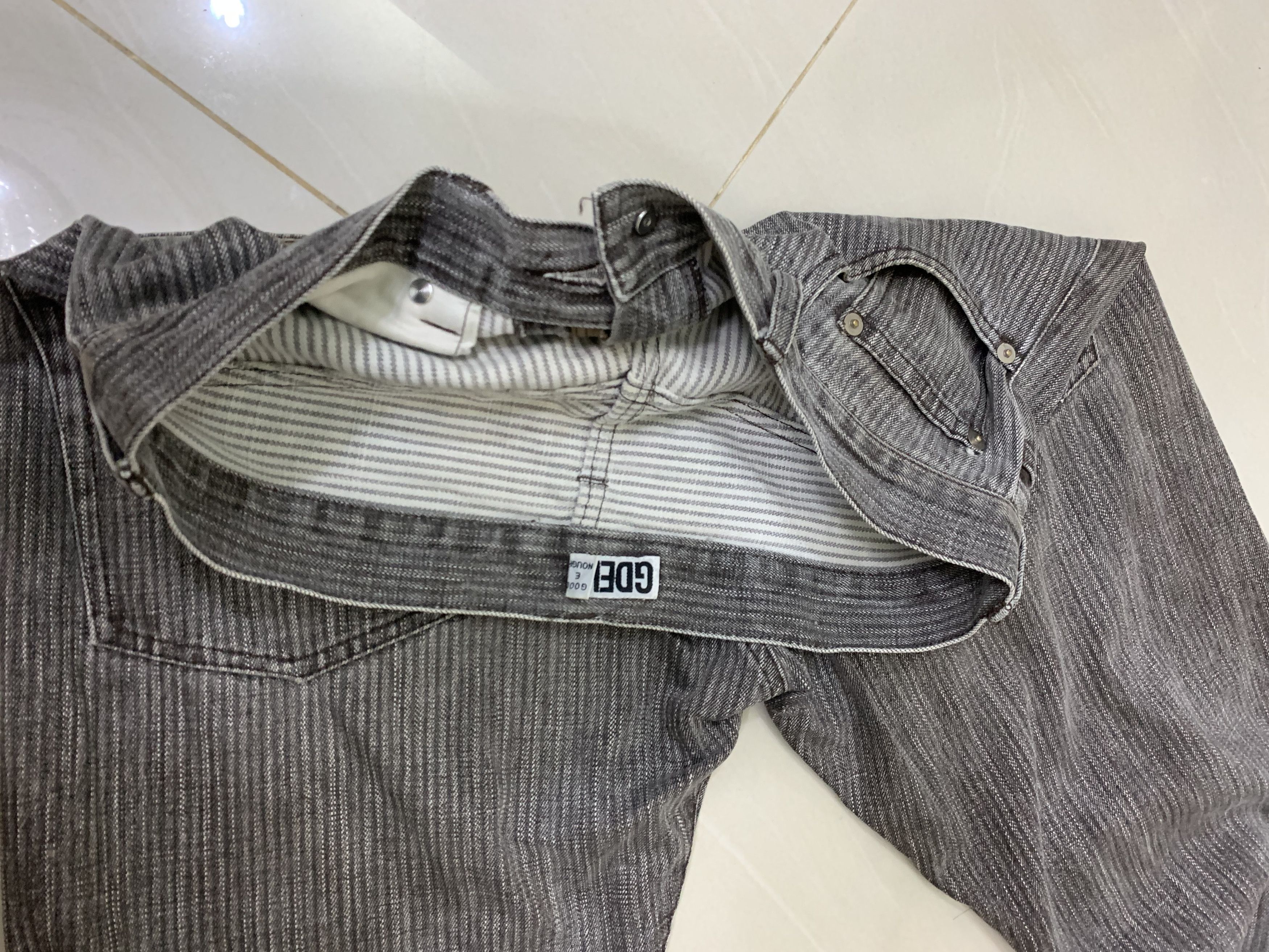 Good Enough × Hiroshi Fujiwara × Japanese Brand Goodenough Pants Jeans GDEH Hickory Stripe Straight Leg Size US 34 / EU 50 - 12 Thumbnail