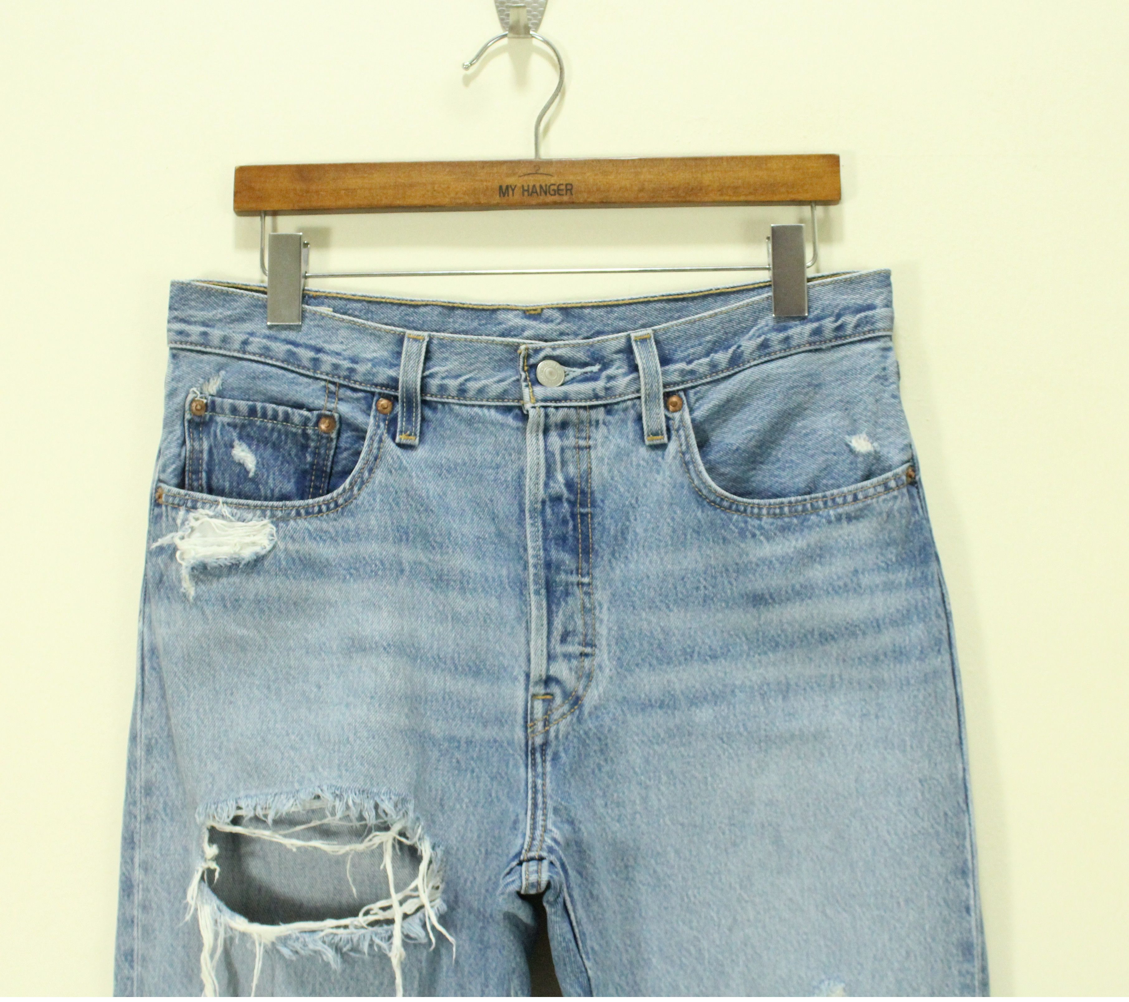 Levi's Distressed Destroy LEVIS 501 Denim Jeans Big E Non Selvedge Size US 30 / EU 46 - 2 Thumbnail